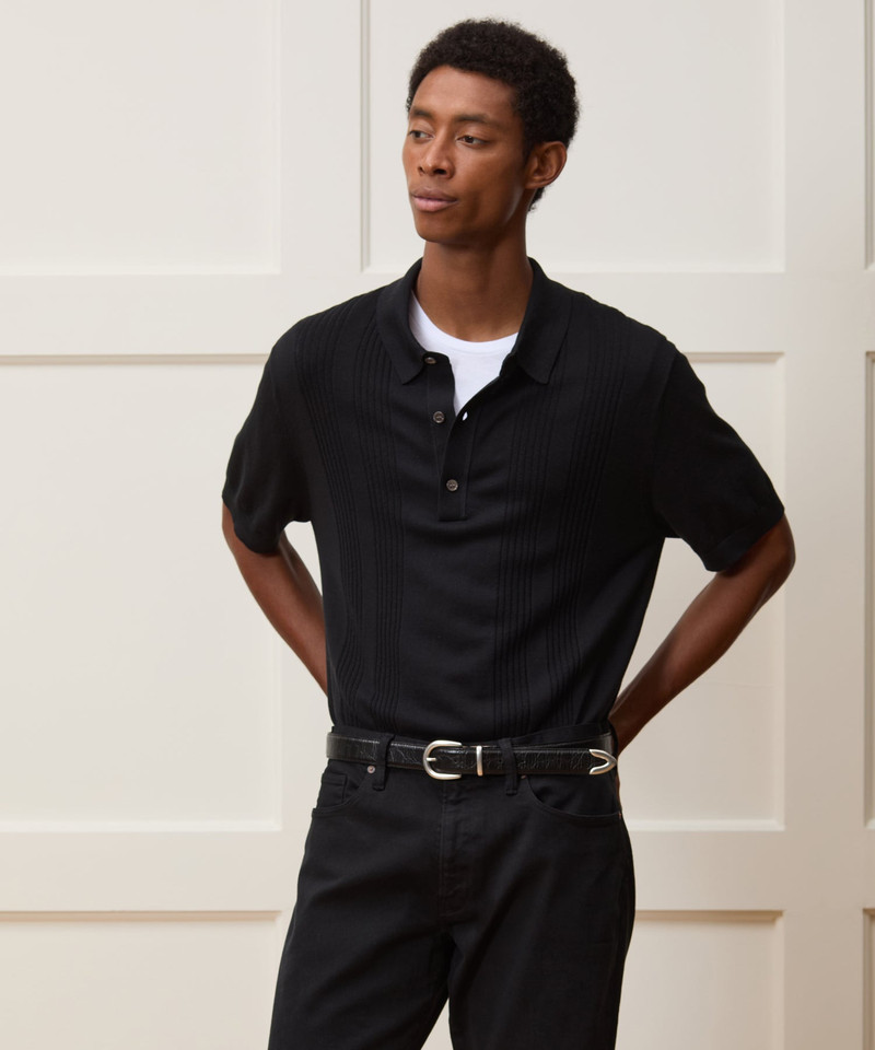 TODD SNYDER Silk-Cotton Ribbed Sweater Polo outlook