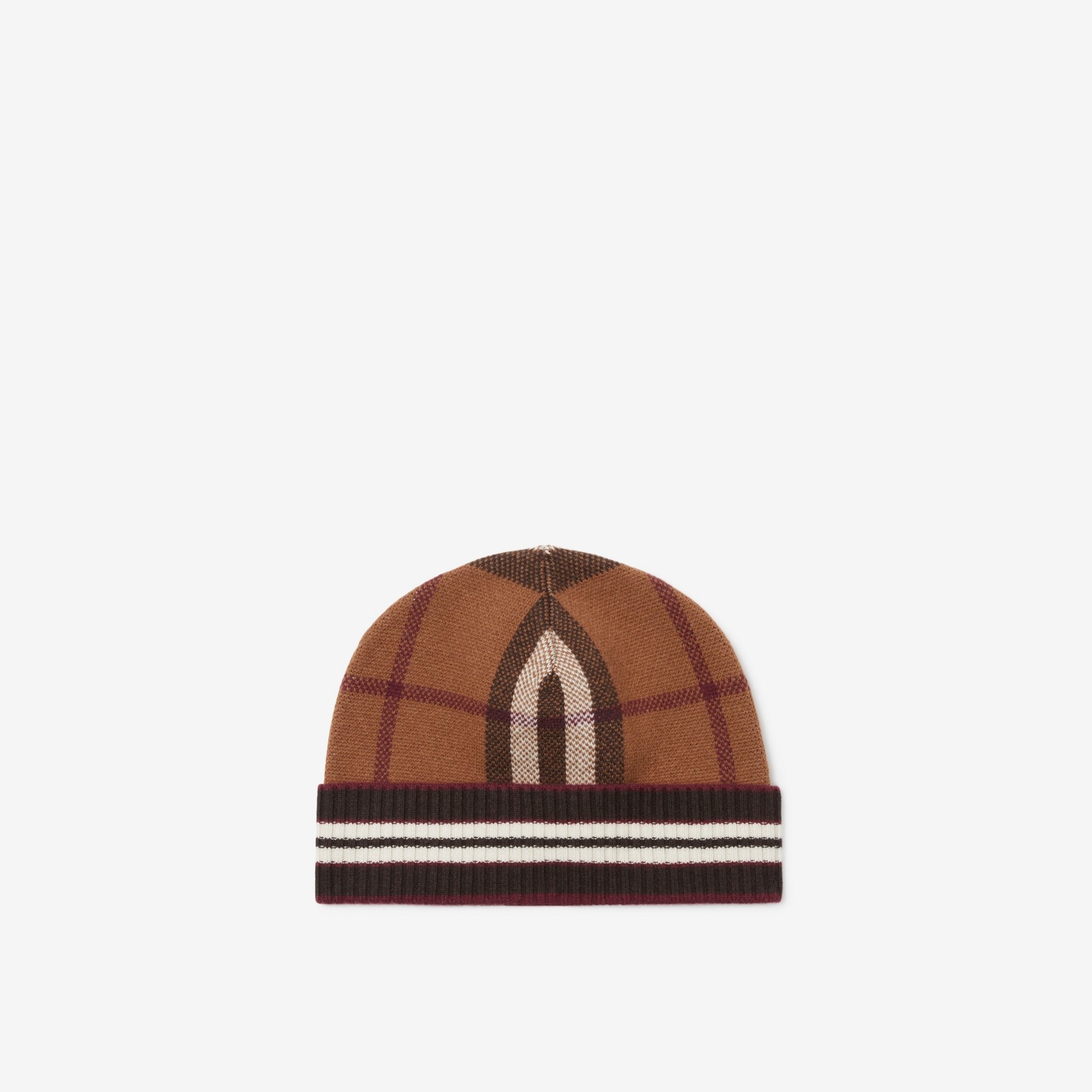 Check and Stripe Cashmere Beanie - 2