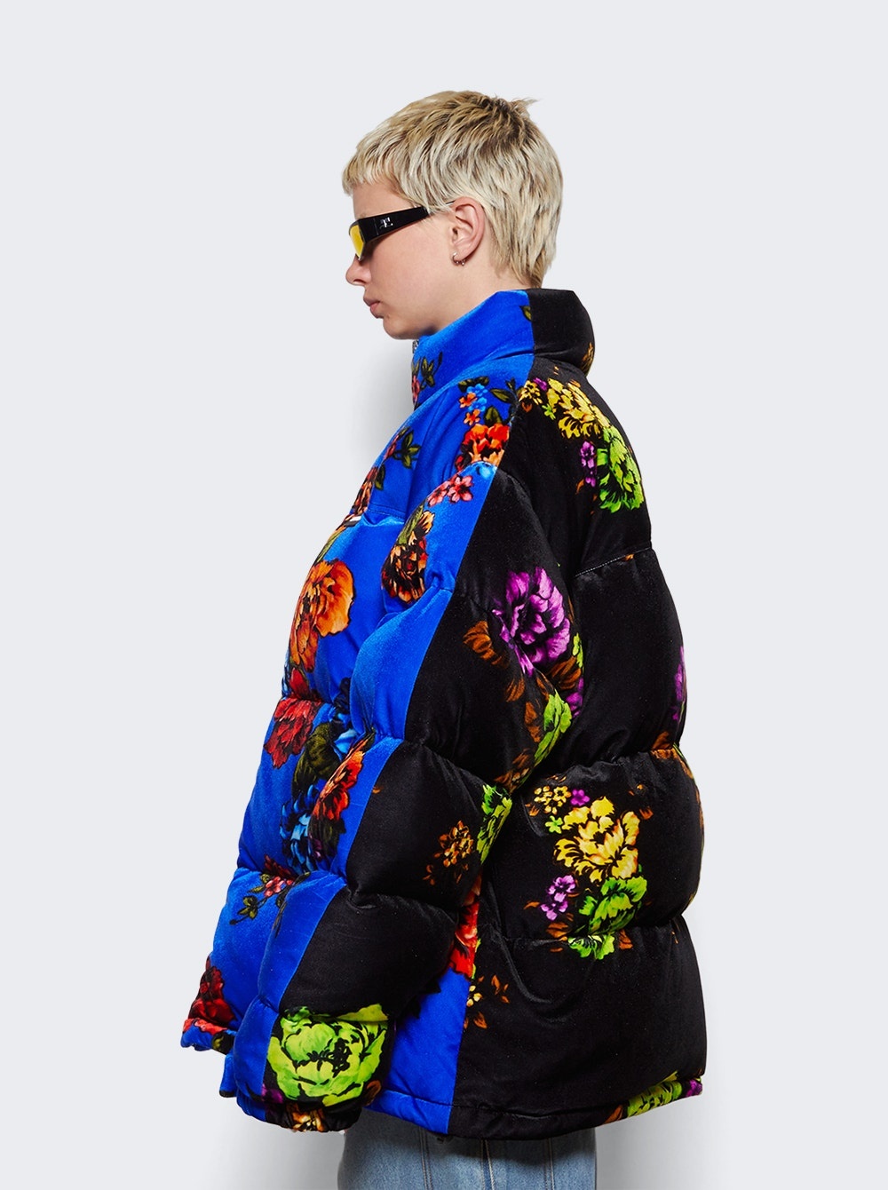 Velvet Puffer Jacket Floral - 4