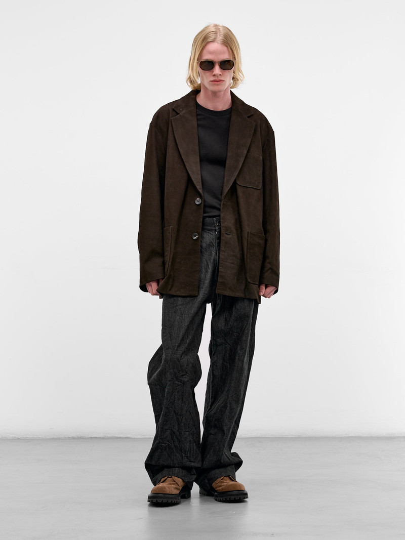 ssstein Brown Suede Leather Blazer outlook