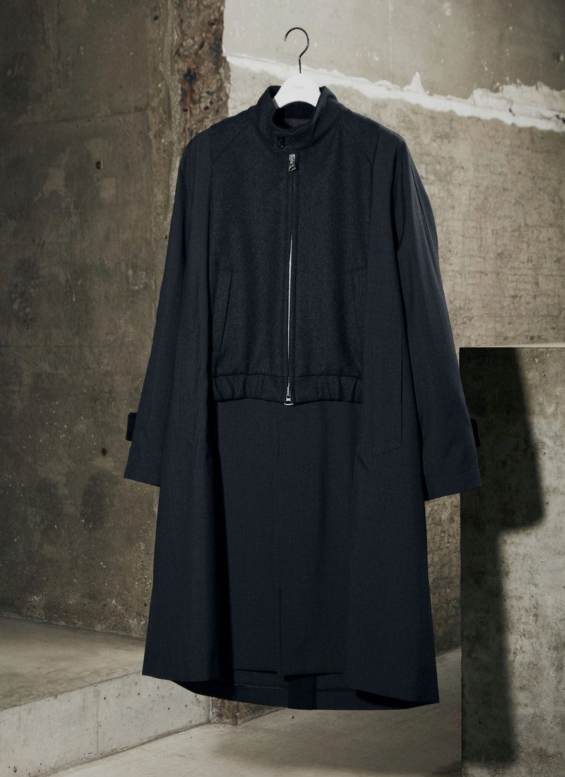 sacai Suiting x Wool Melton Coat outlook