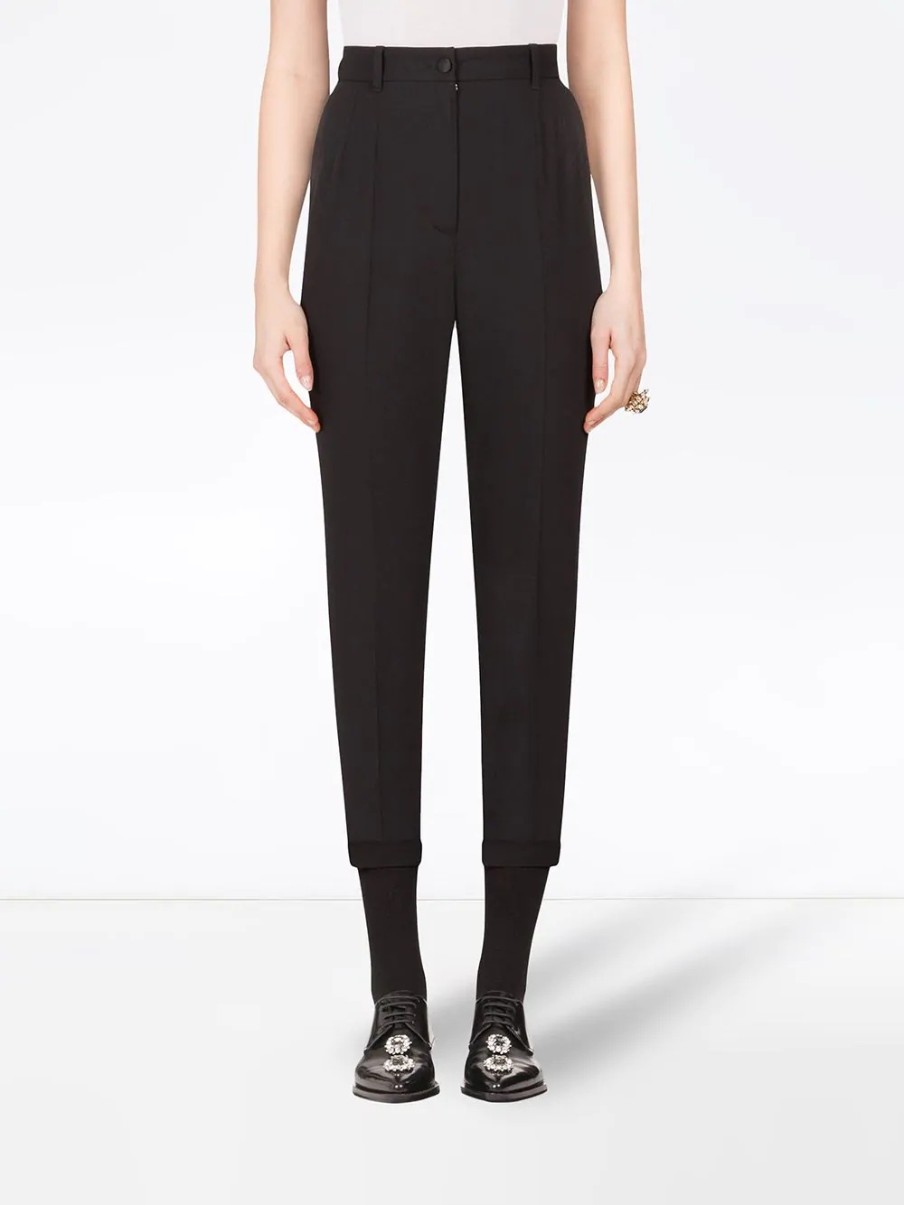 high-waisted cropped trousers - 3