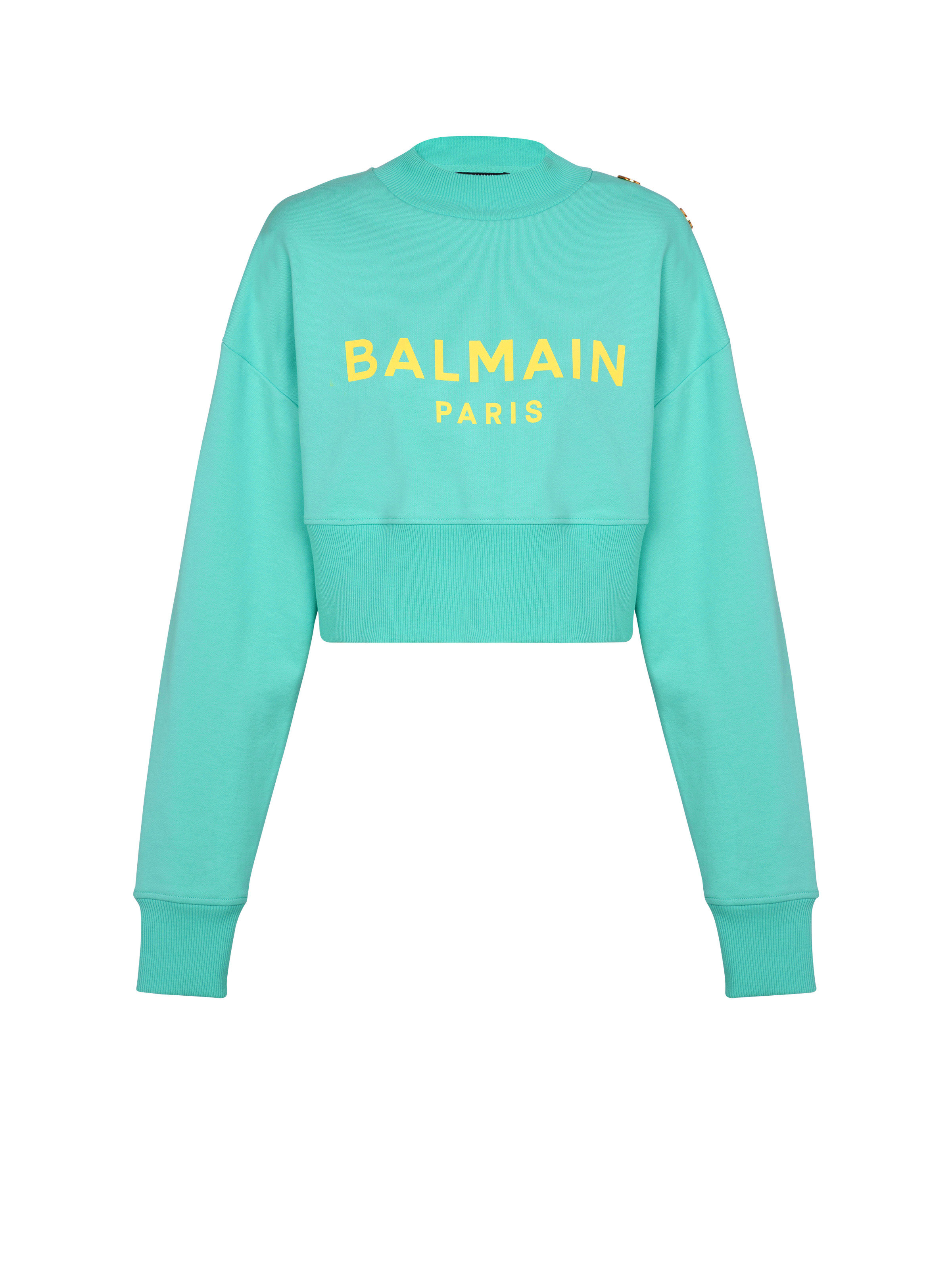 Cropped sweatshirt with Balmain Paris print - 1