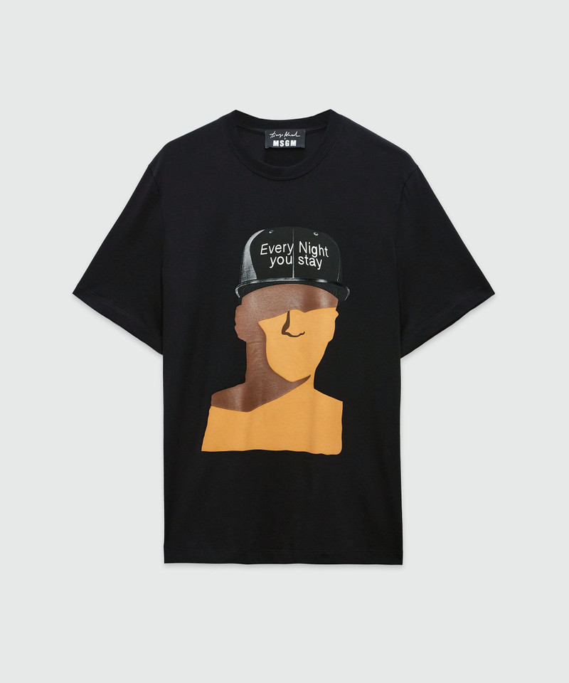 T-shirt with "모든 밤"인쇄 - 1