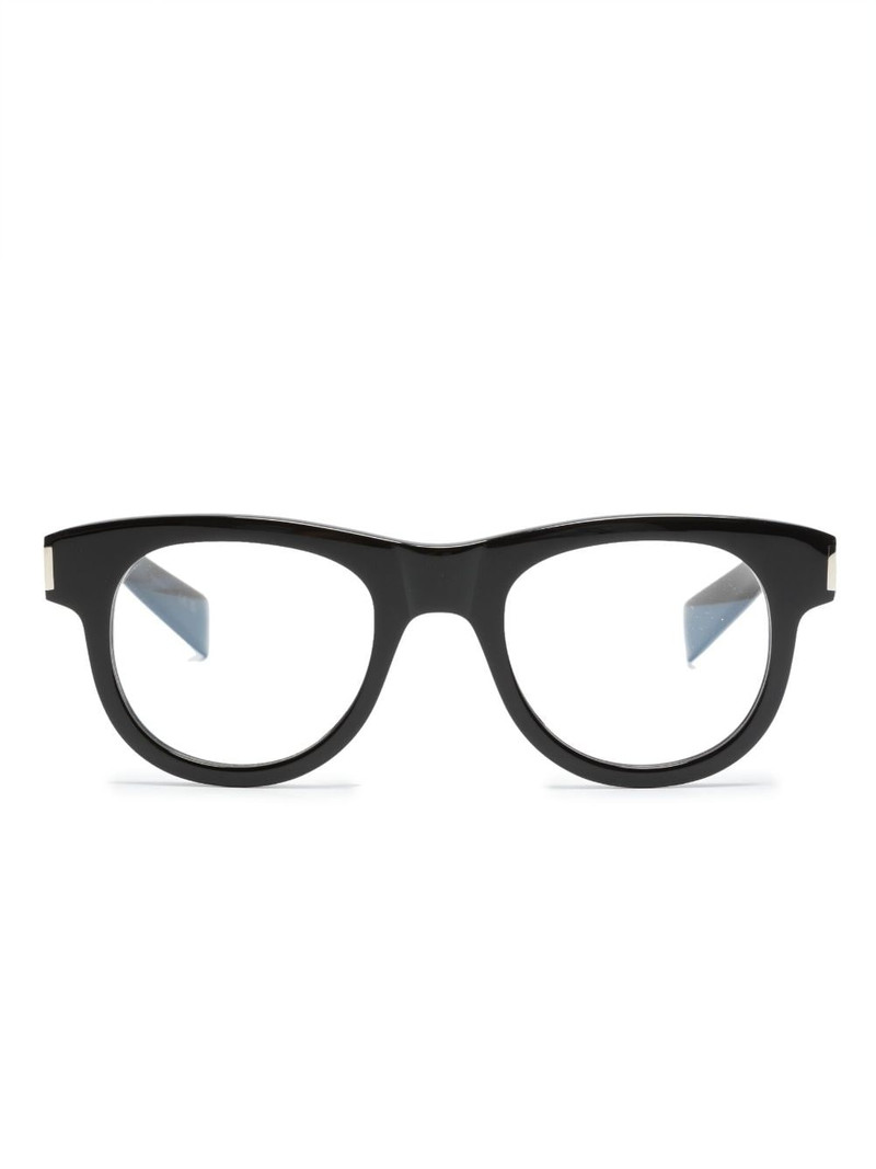 logo-engraved round-frame glasses 1