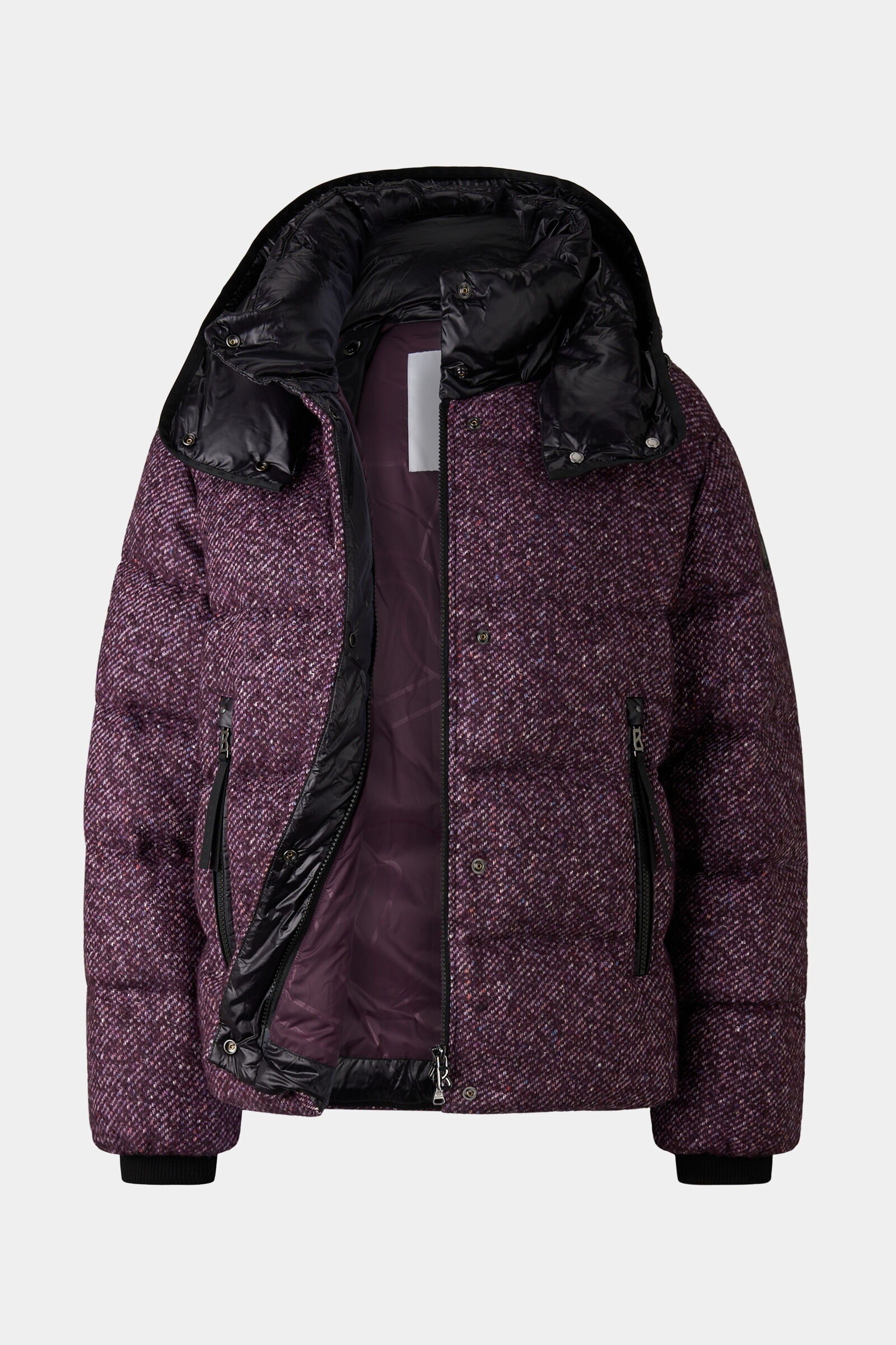 Eve Tweed down jacket in Plum/Black - 2