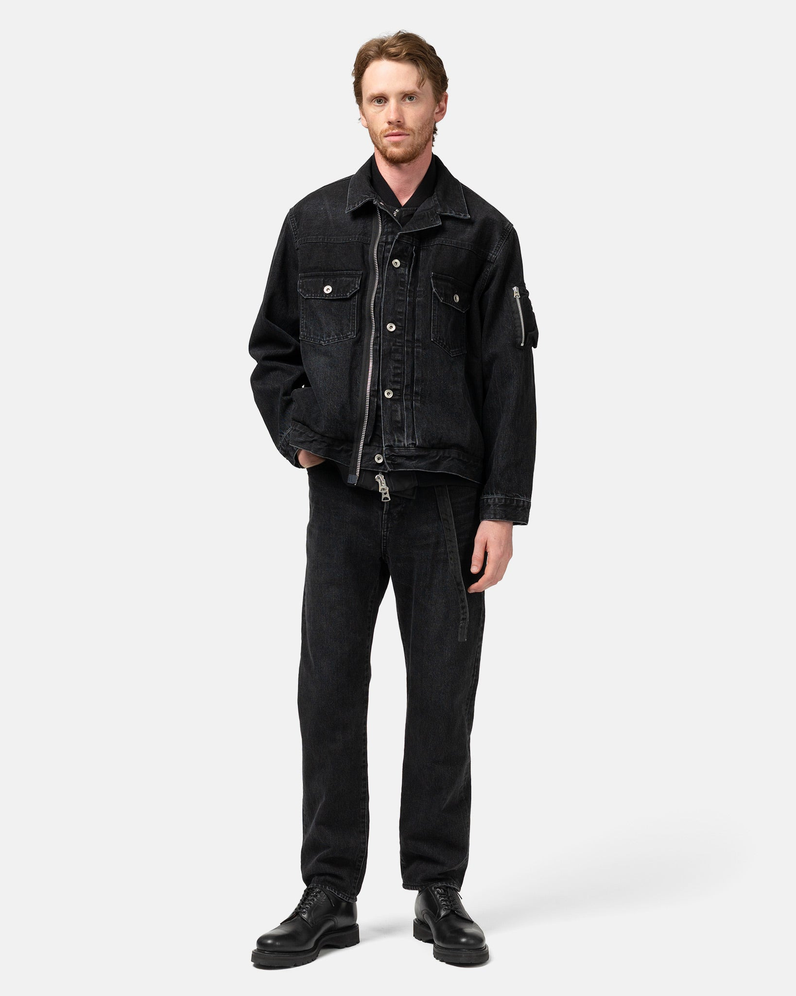 Denim x Nylon Twill Jacket Black - 2