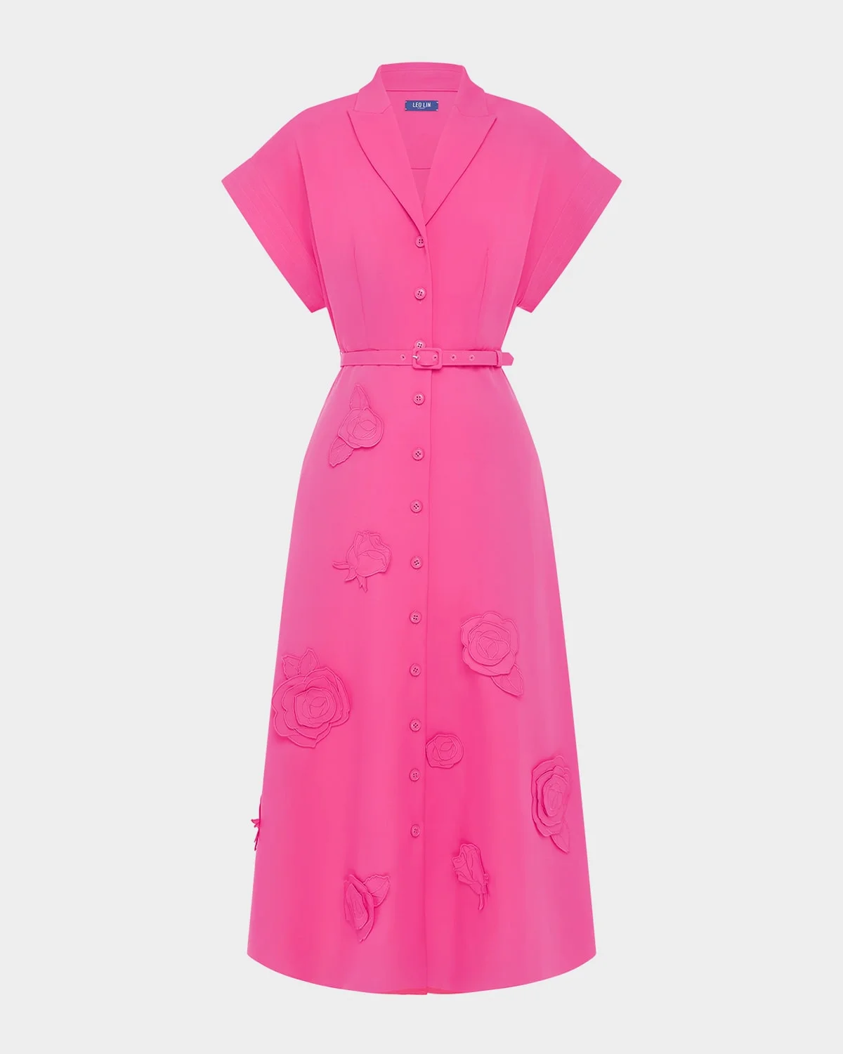 Aubrey Belted Floral Applique Midi Dress - 1