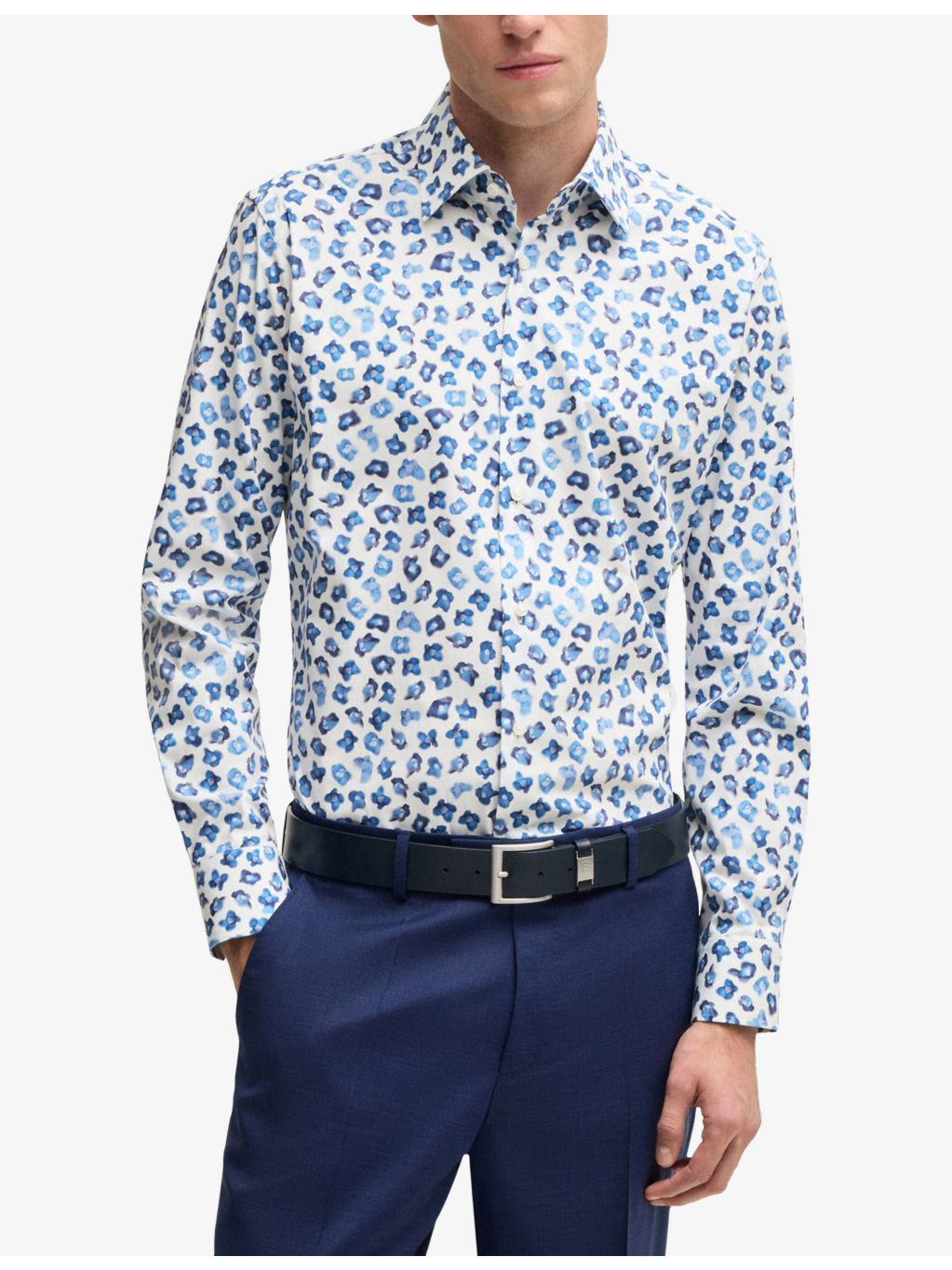 Abstract-print regular-fit stretch-cotton shirt - 3