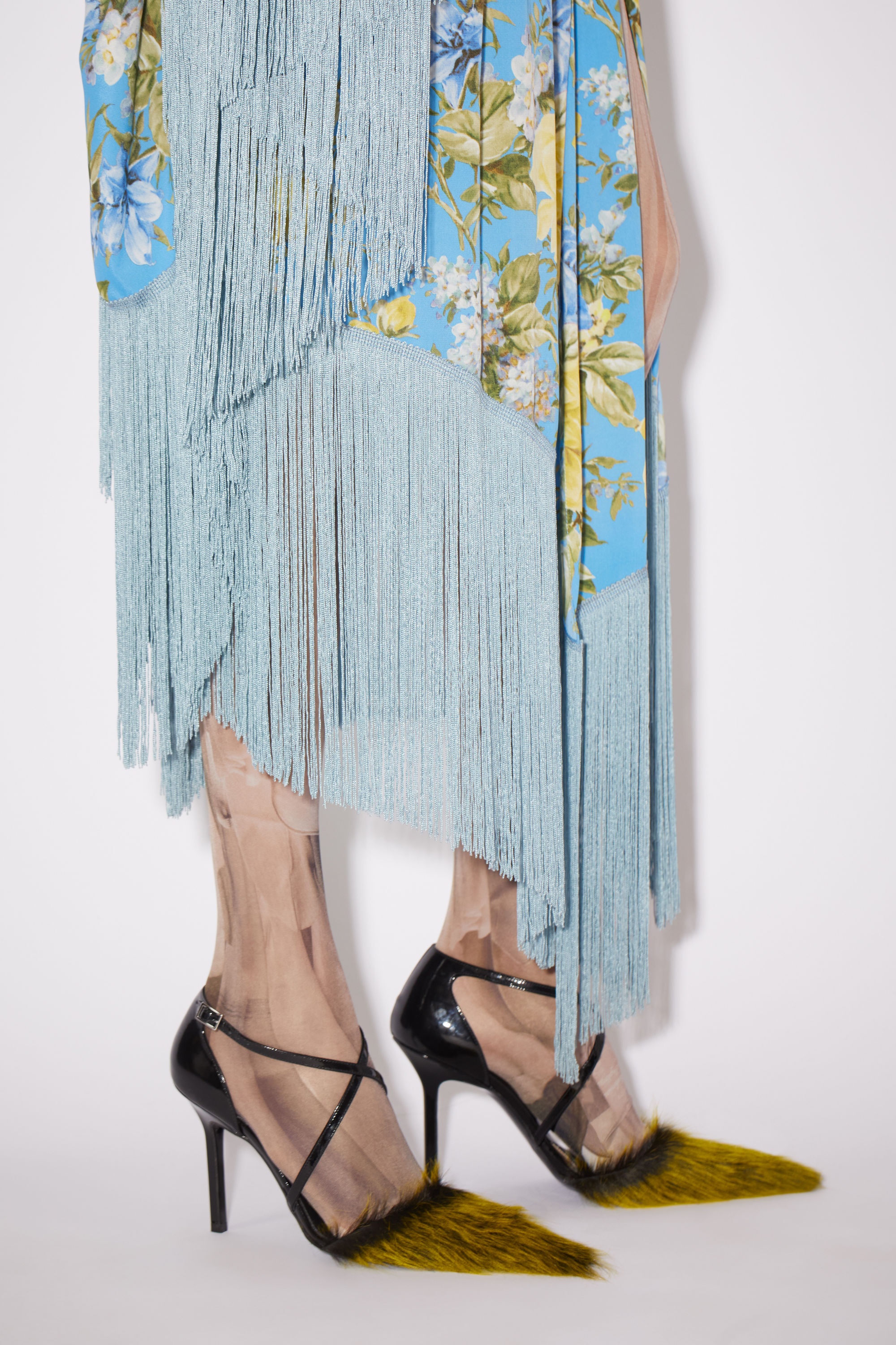 Flower print fringe dress - Blue - 6