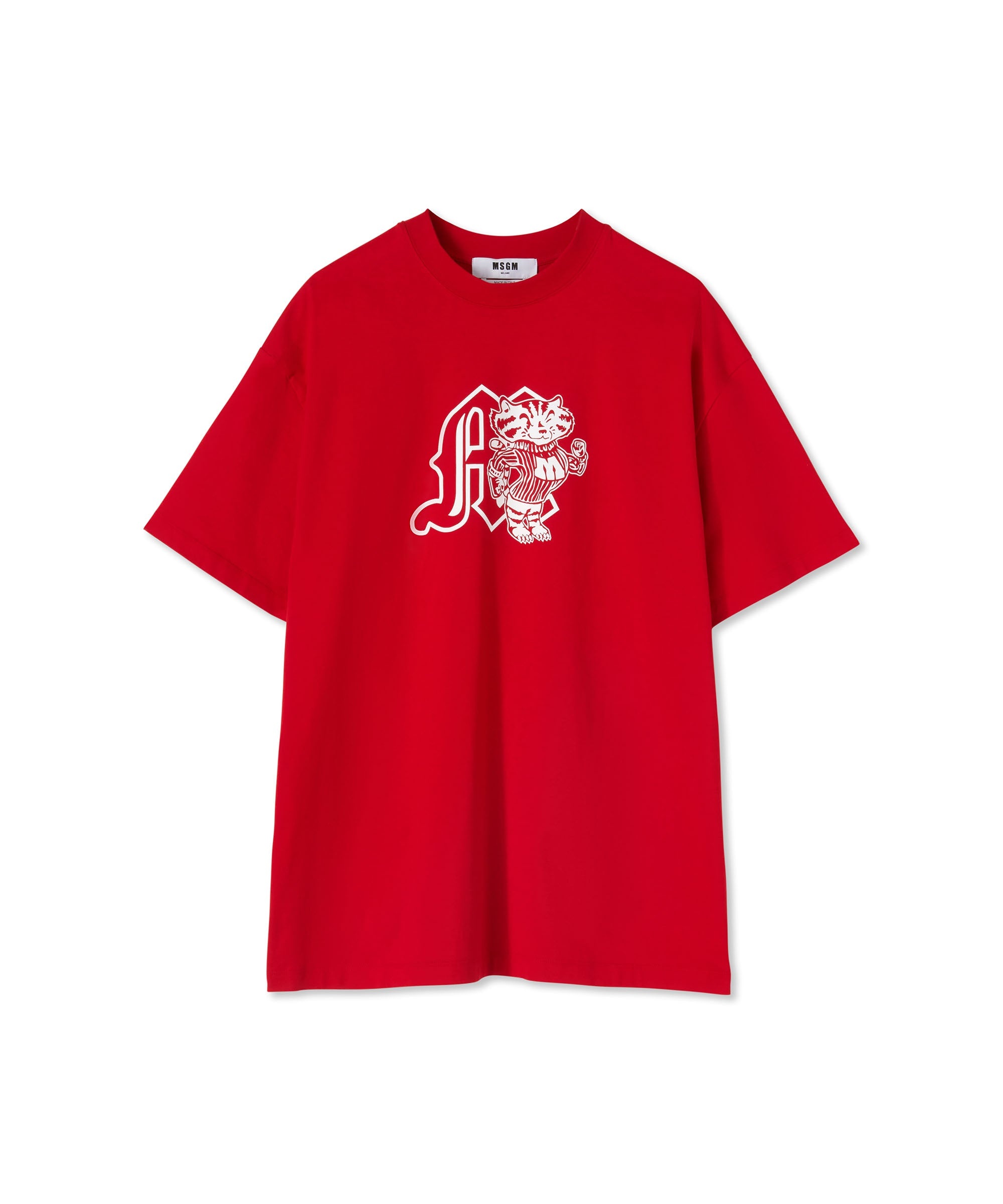 Cotton crewneck t-shirt with MSGM "M" mascot patch - 1