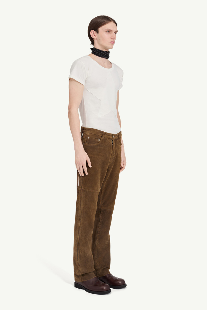 MM6 Maison Margiela Suede leather trousers outlook