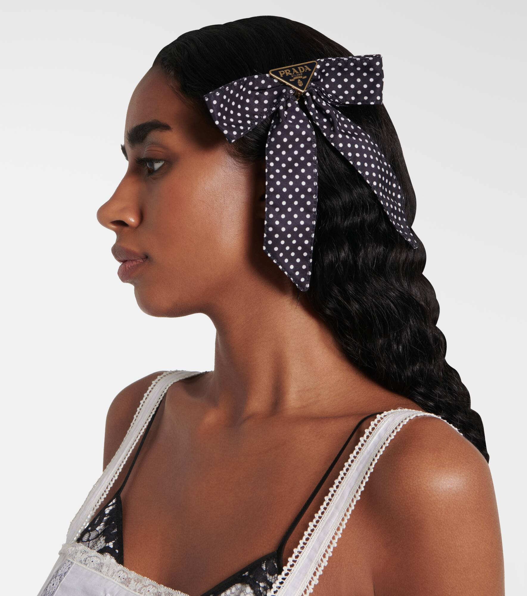 Bow-detail polka-dot hair clip - 2