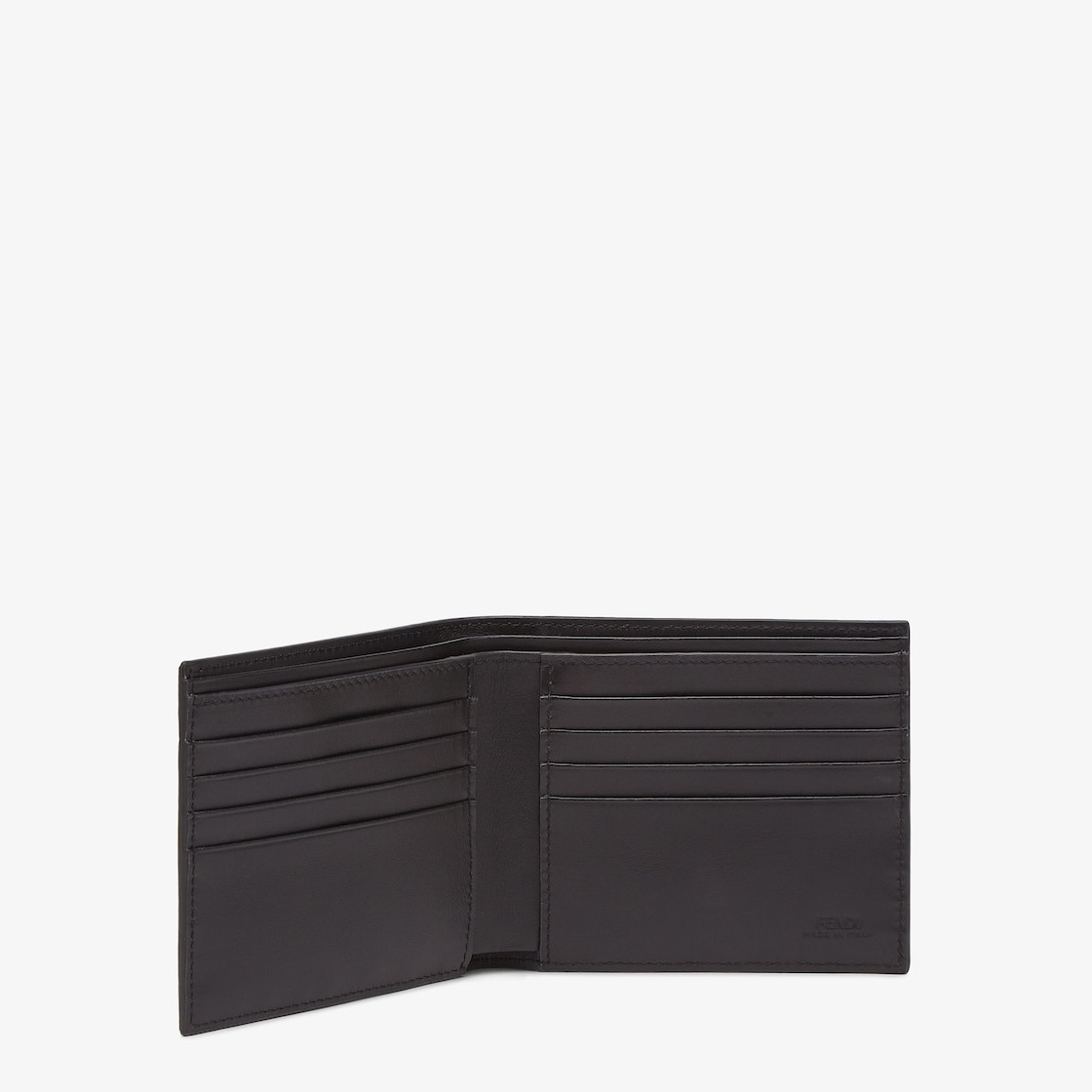 Wallet with eight interior card slots and two compartments for bills. Made of gray textured fabric w - 2