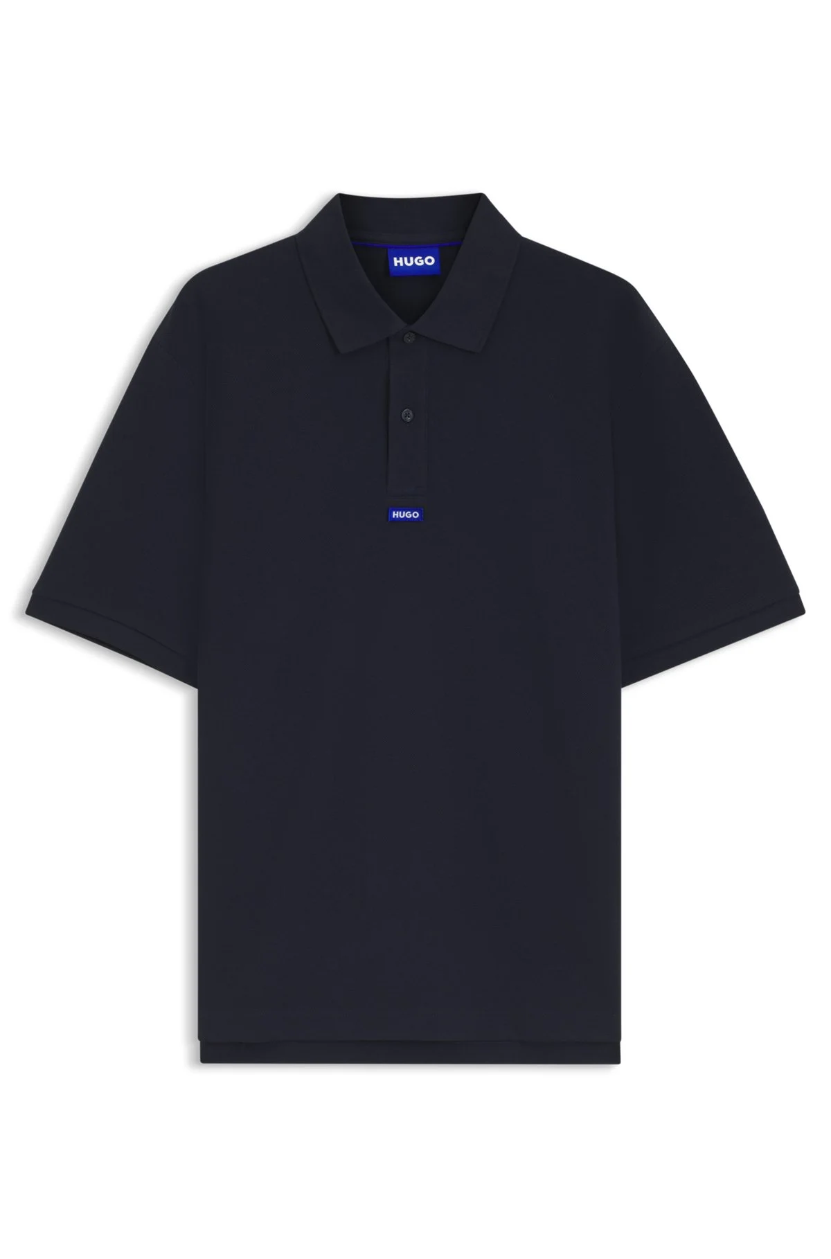 COTTON-PIQUÉ POLO SHIRT WITH BLUE LOGO BADGE - 1
