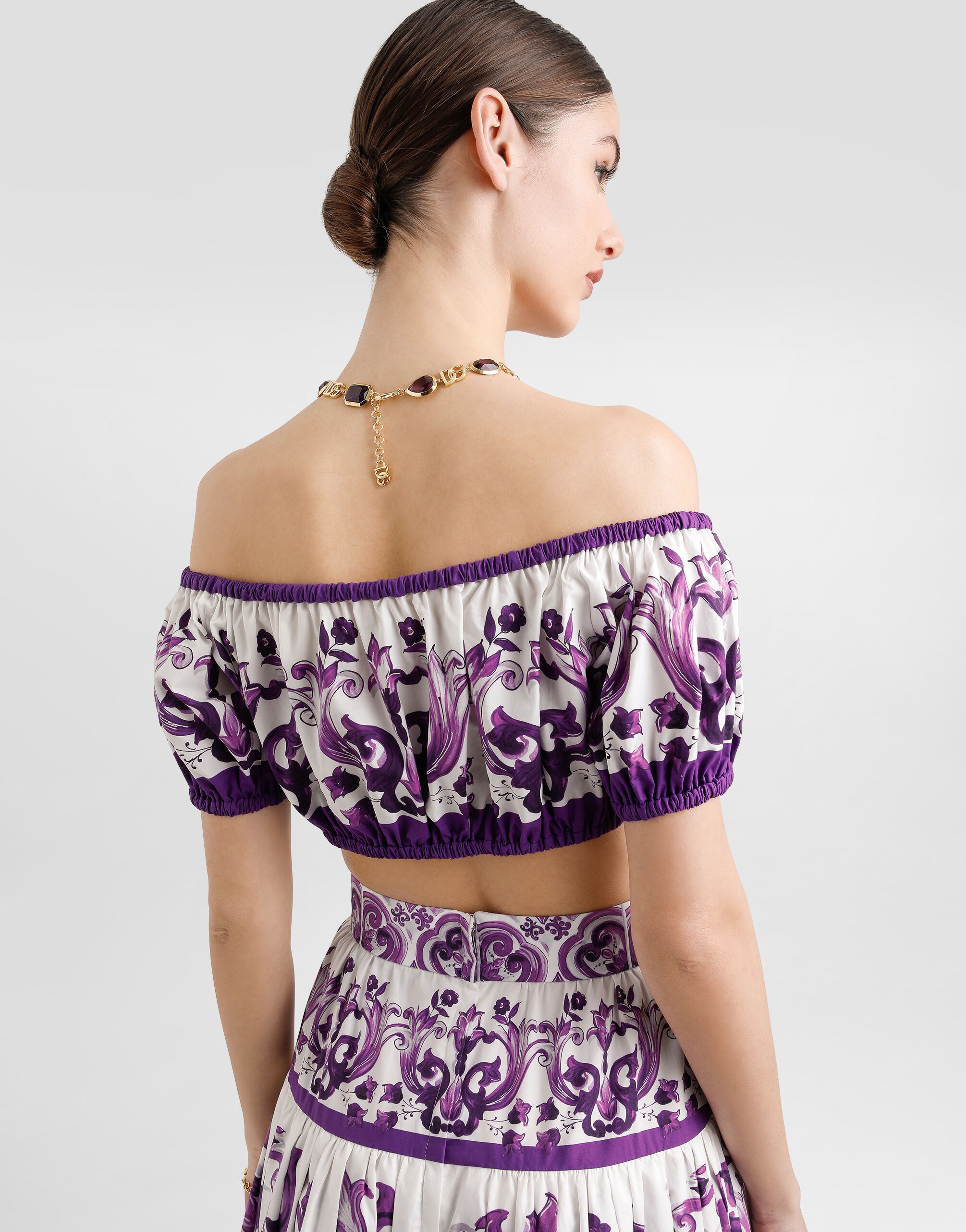 Majolica-print poplin top - 5