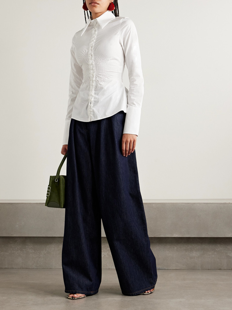 S.S.DALEY Eeva Ruched Cotton-poplin Shirt outlook