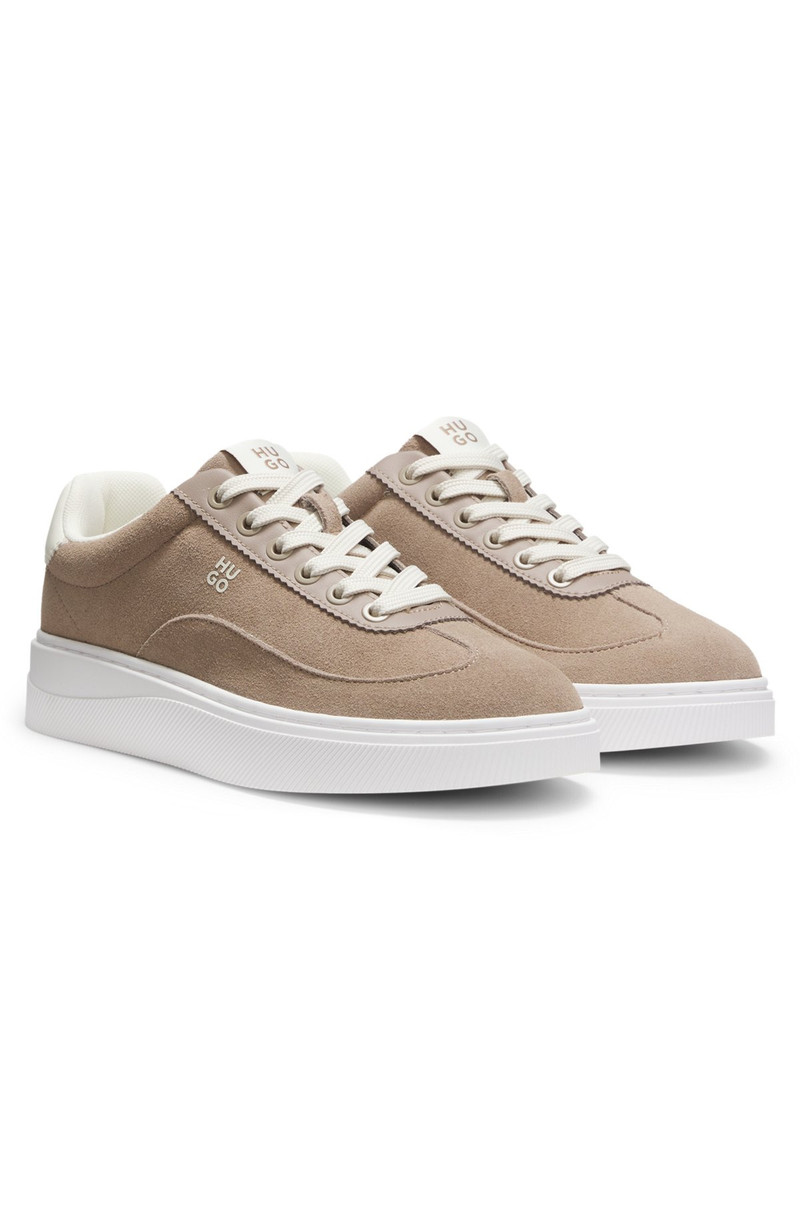 SUEDE TRAINERS WITH STACKED LOGOS 2
