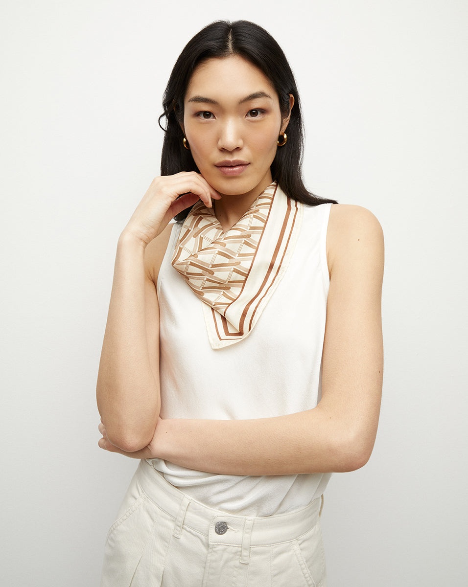V-PRINT SILK SCARF - 5