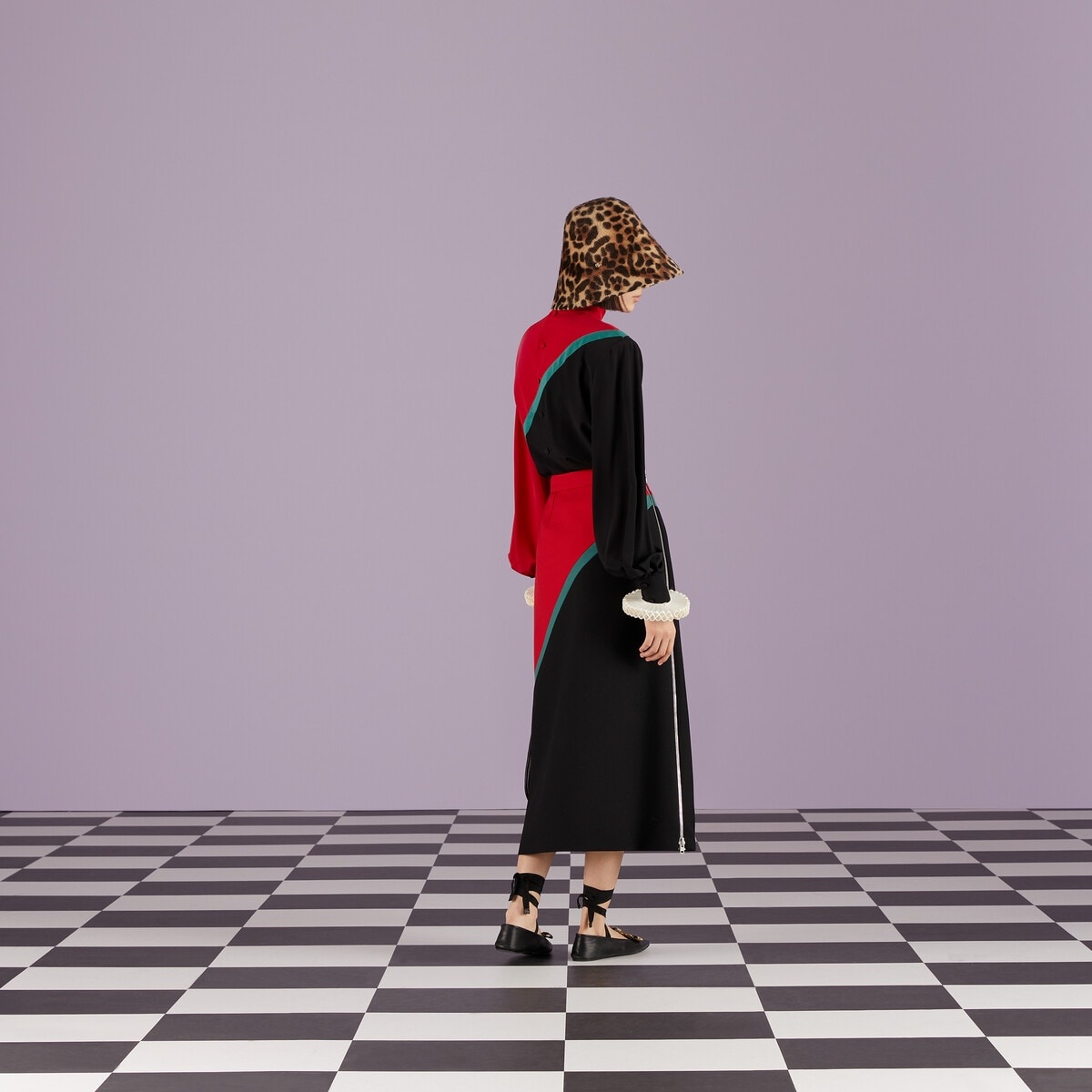 Diagonal stripe wool skirt - 3