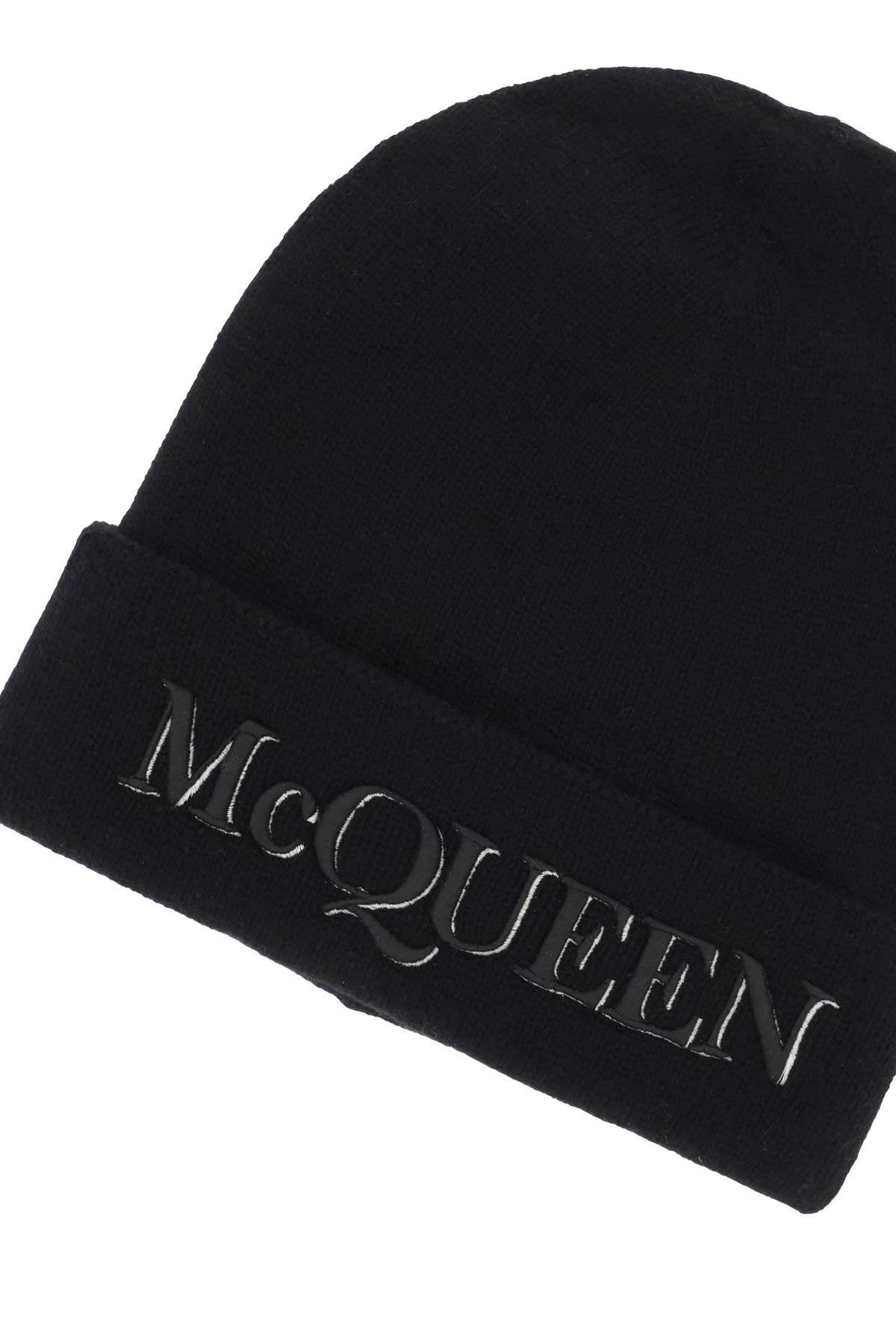 Alexander Mcqueen Cashmere Beanie With Logo Embroidery Men - 3