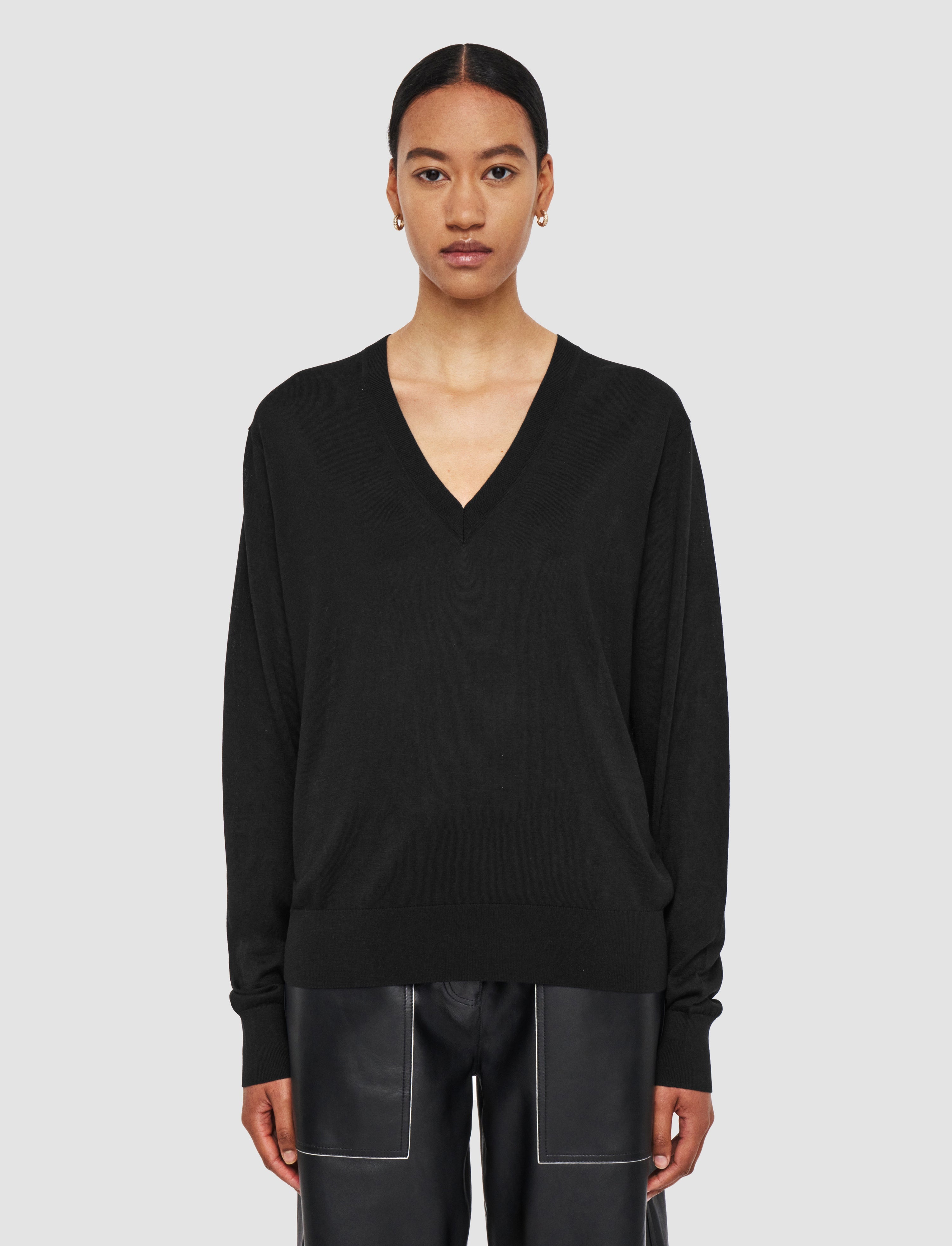 Superfine Cotton Silk V Neck Jumper - 3