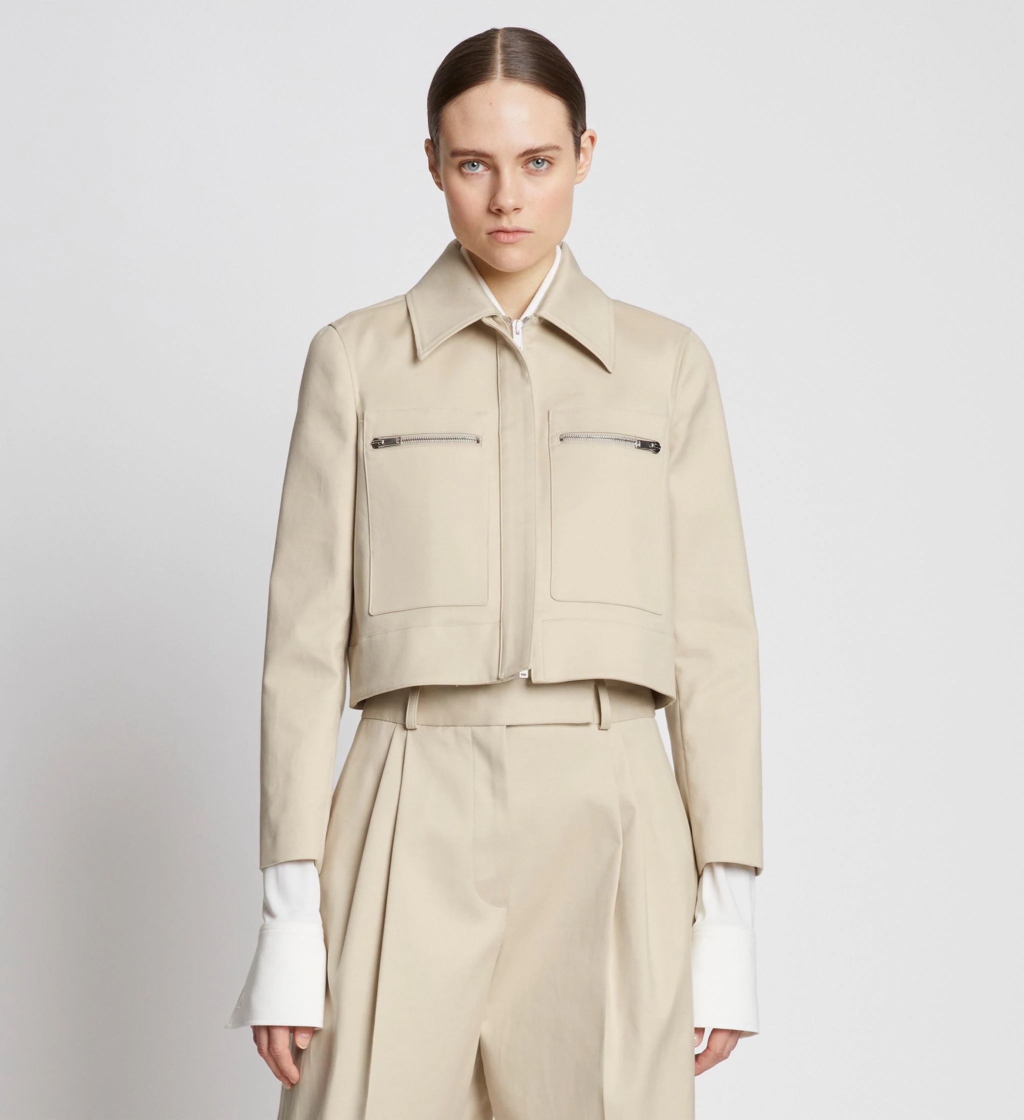 Cotton Gabardine Cropped Jacket - 2