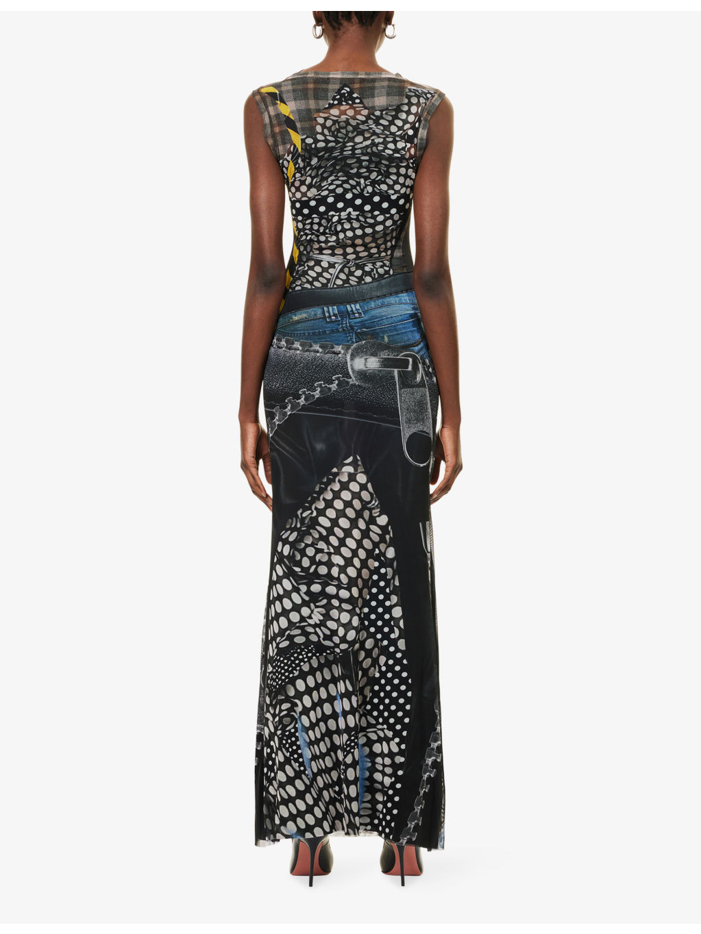 Mesh Graphic-Print Stretch-Woven Maxi Dress - 4