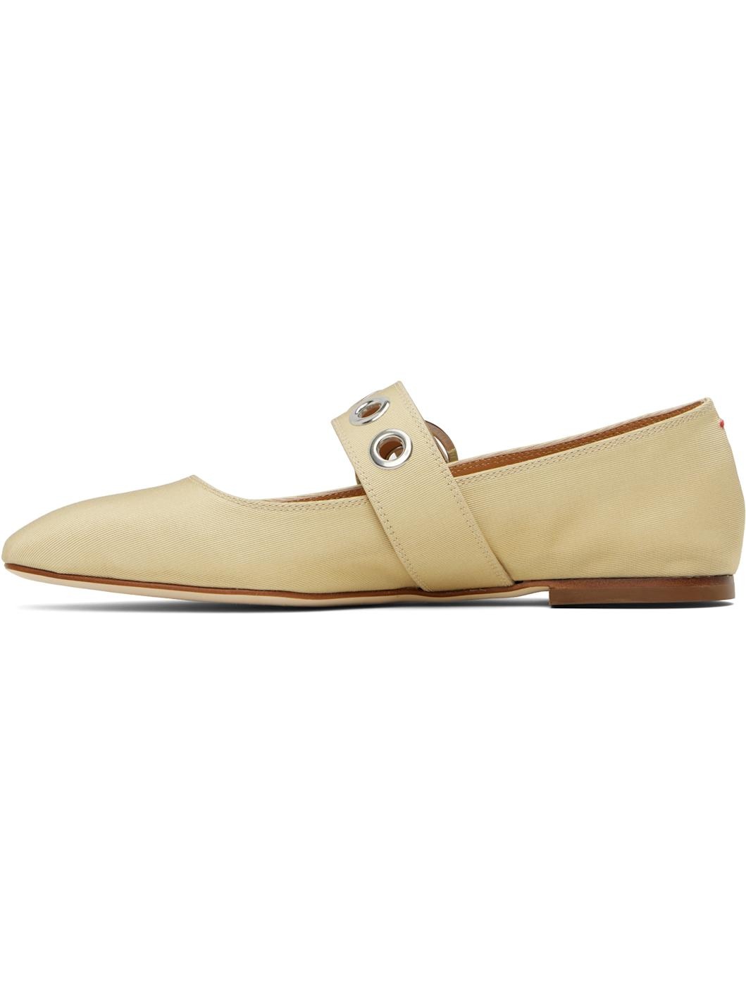 Beige Uma Eyelet Mary-Jane Ballerina Flats - 3