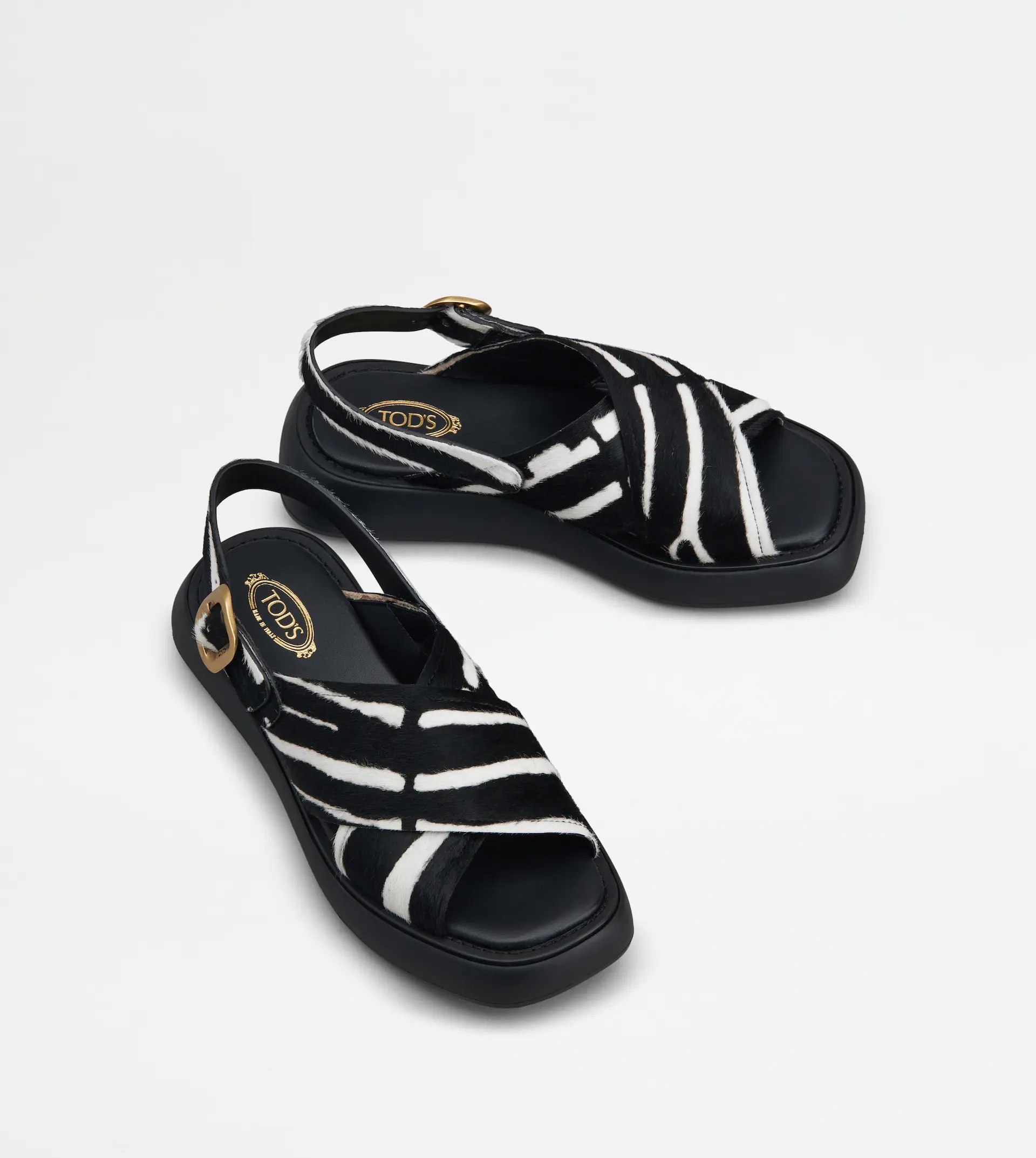 SANDALS IN PONYSKIN-EFFECT LEATHER - WHITE - 2