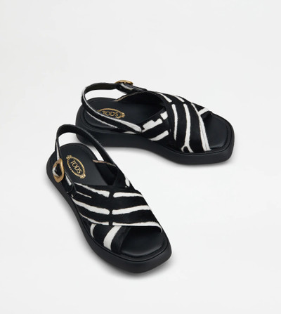 Tod's SANDALS IN PONYSKIN-EFFECT LEATHER - WHITE outlook