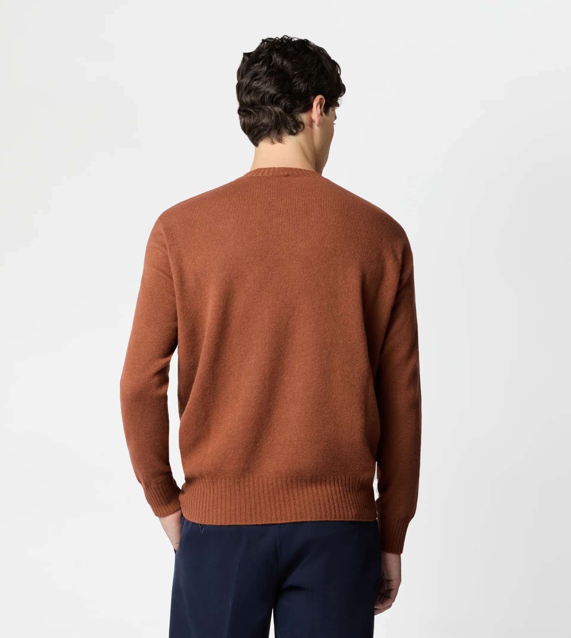 CASHMERE BLEND ROUND-NECK JUMPER - ORANGE - 5