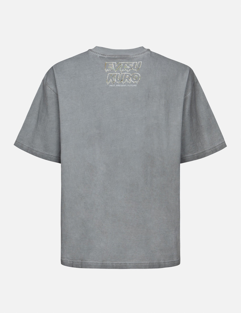EVISU Kamon and Melting Metallic Logo Print Loose Fit T-Shirt outlook