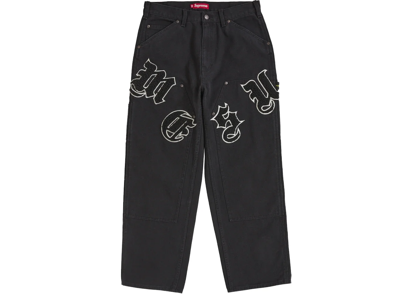 Supreme Old English Canvas Double Knee Painter Pant Black - 1