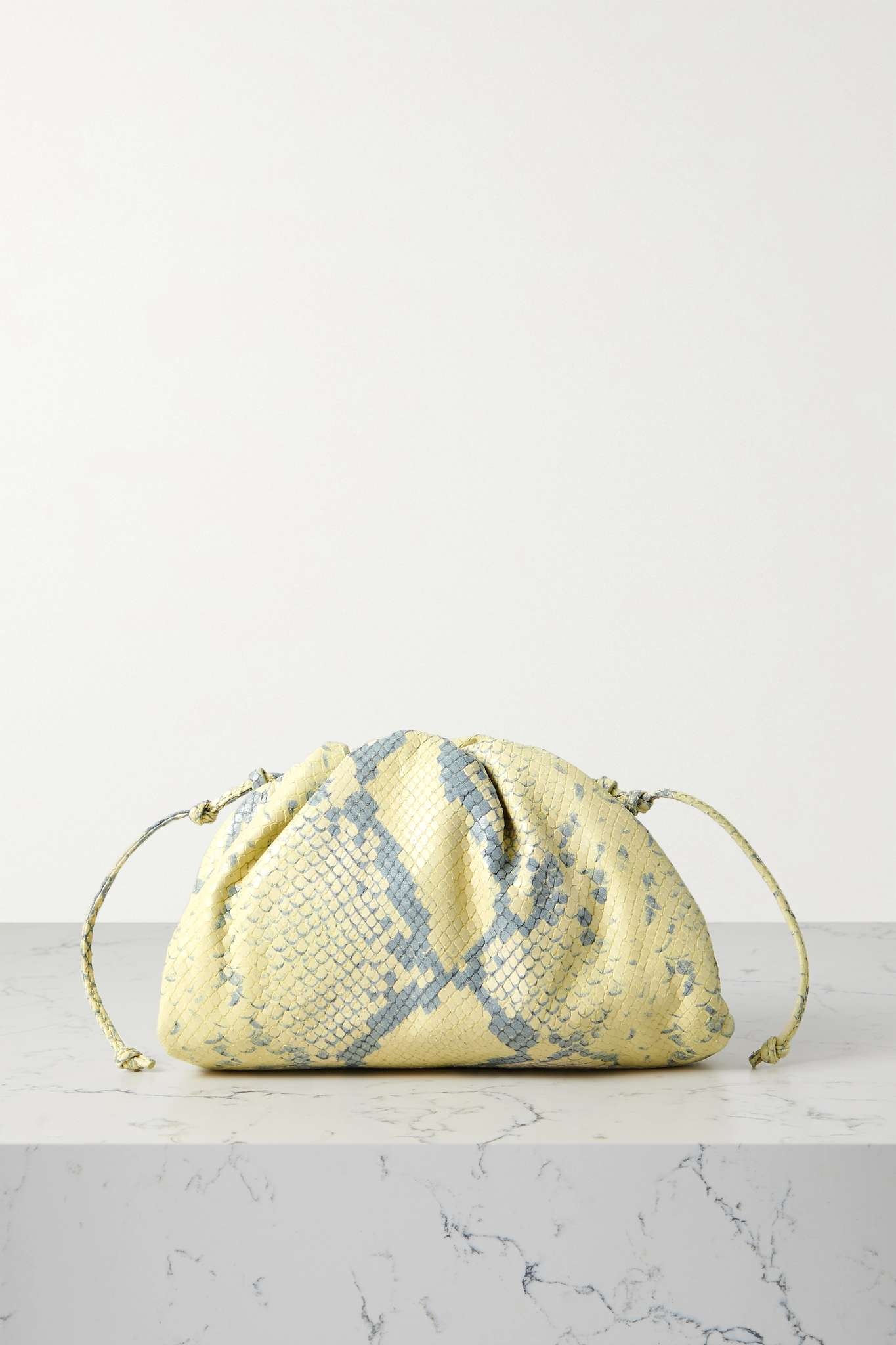 The Pouch mini gathered snake-effect leather clutch - 1