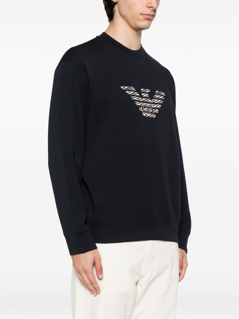 eagle-emblem embroidered sweatshirt - 3