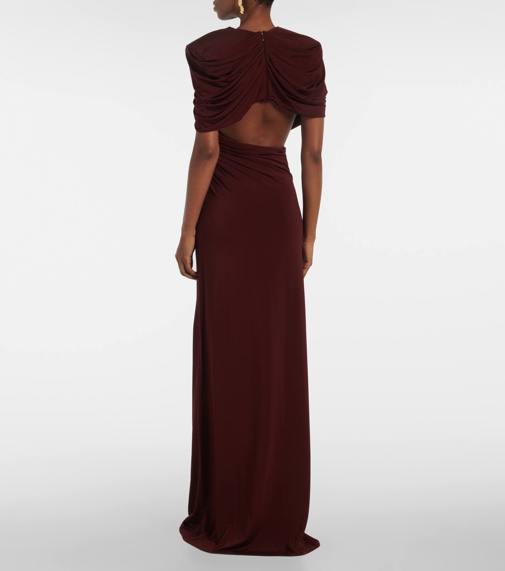 Draped open-back satin gown - 3
