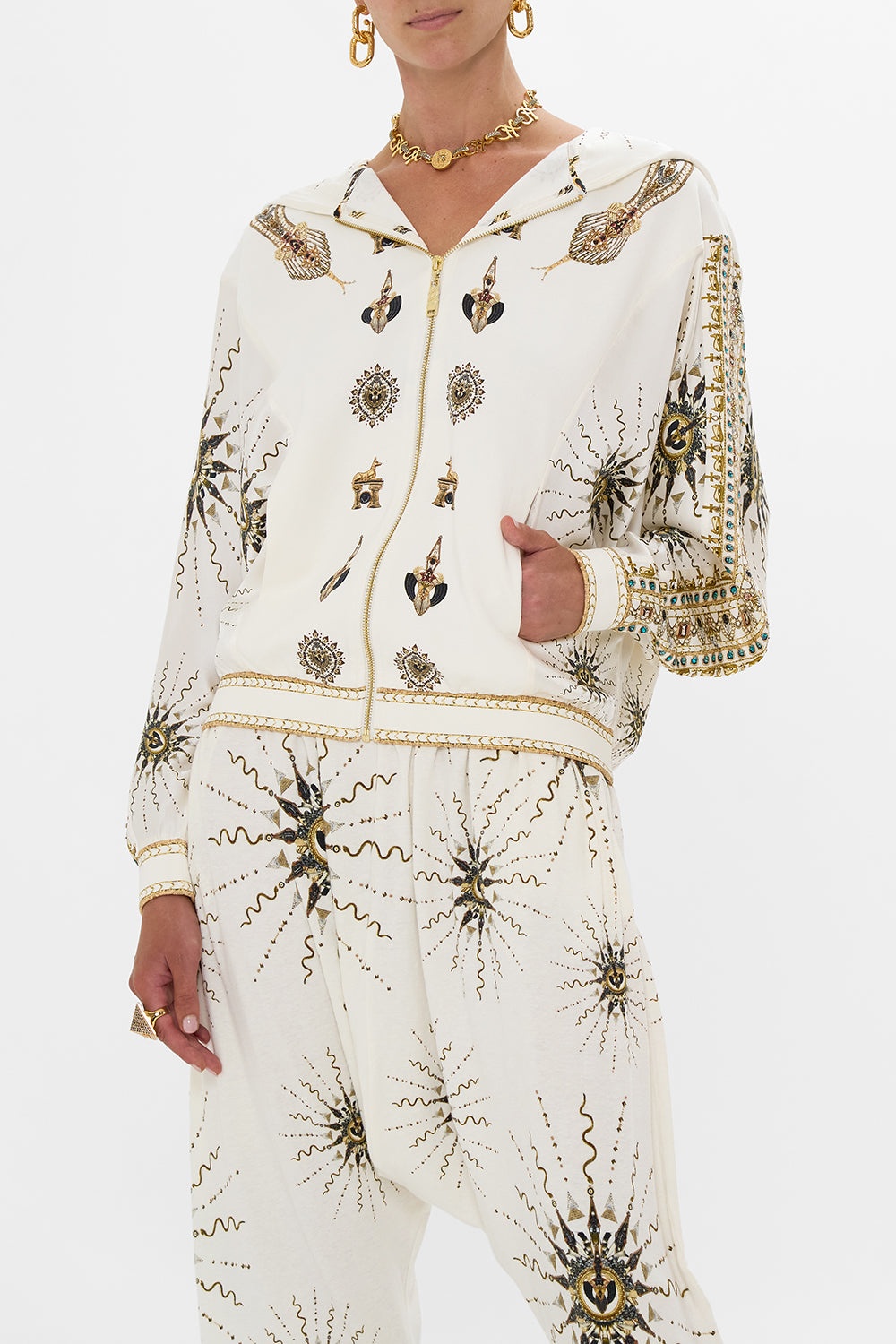 SILK MIX JERSEY ZIP FRONT SWEATER - 5