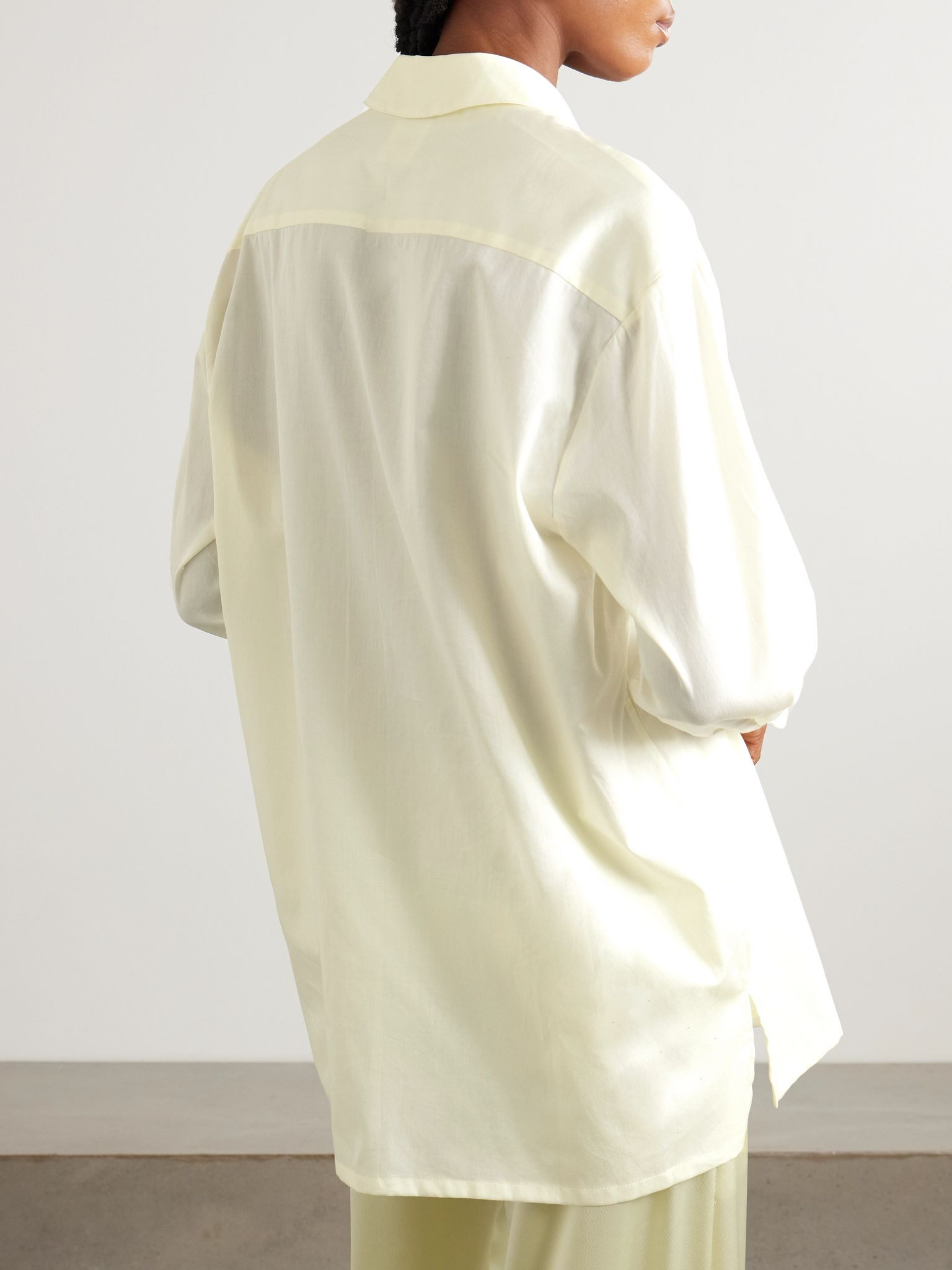 Yoko oversized cotton-poplin shirt Cream - 3