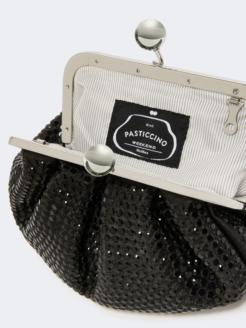 LAMA Rhinestone-adorned small satin Pasticcino Bag - DARK GREY 5