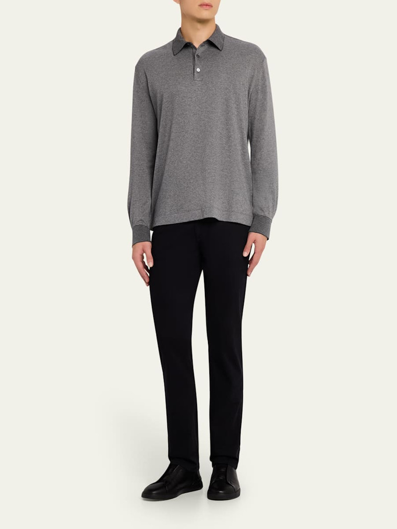 ZEGNA Men's Melange Cotton Long-Sleeve Polo Shirt outlook