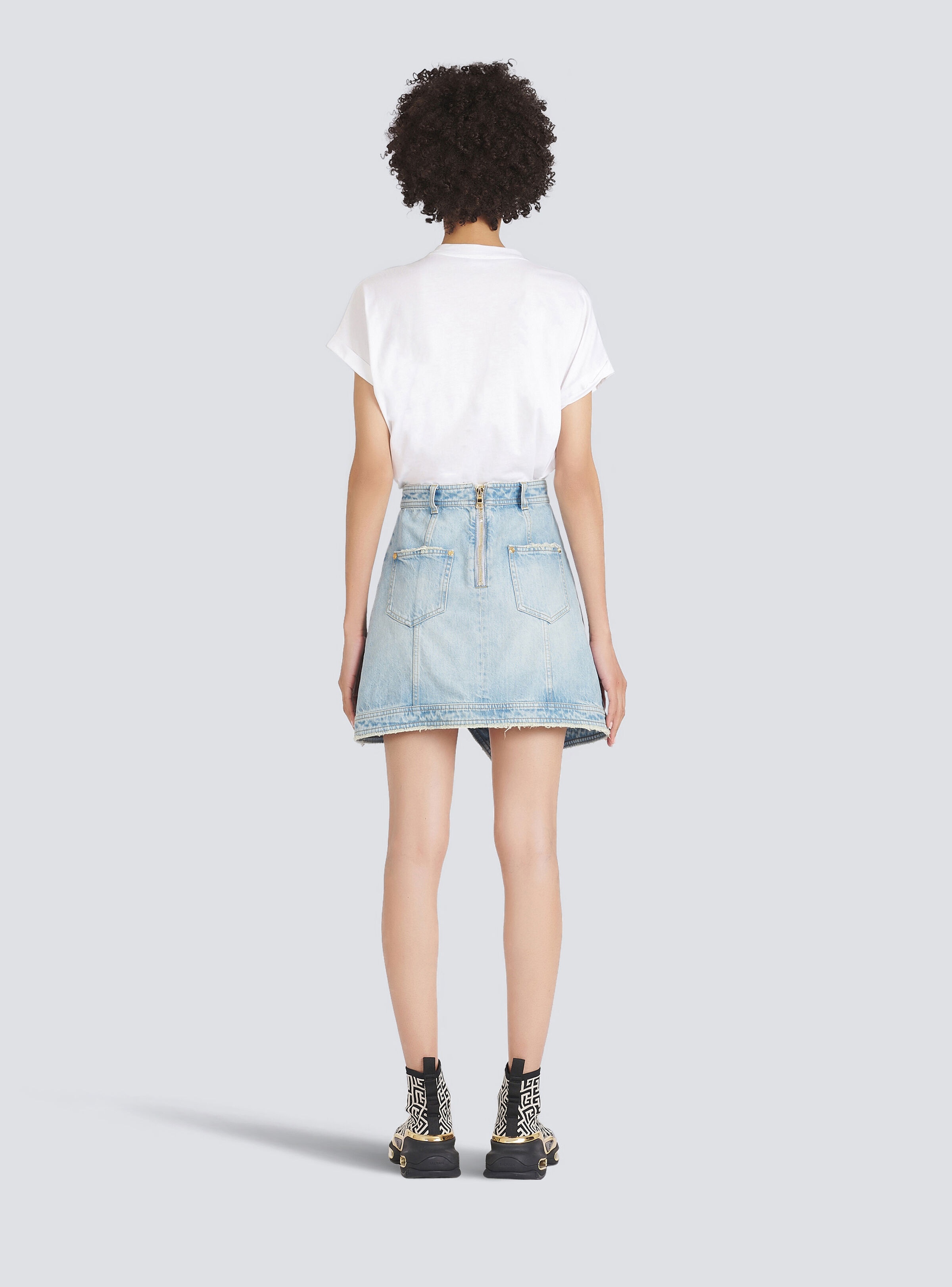 Short asymmetrical denim skirt - 4