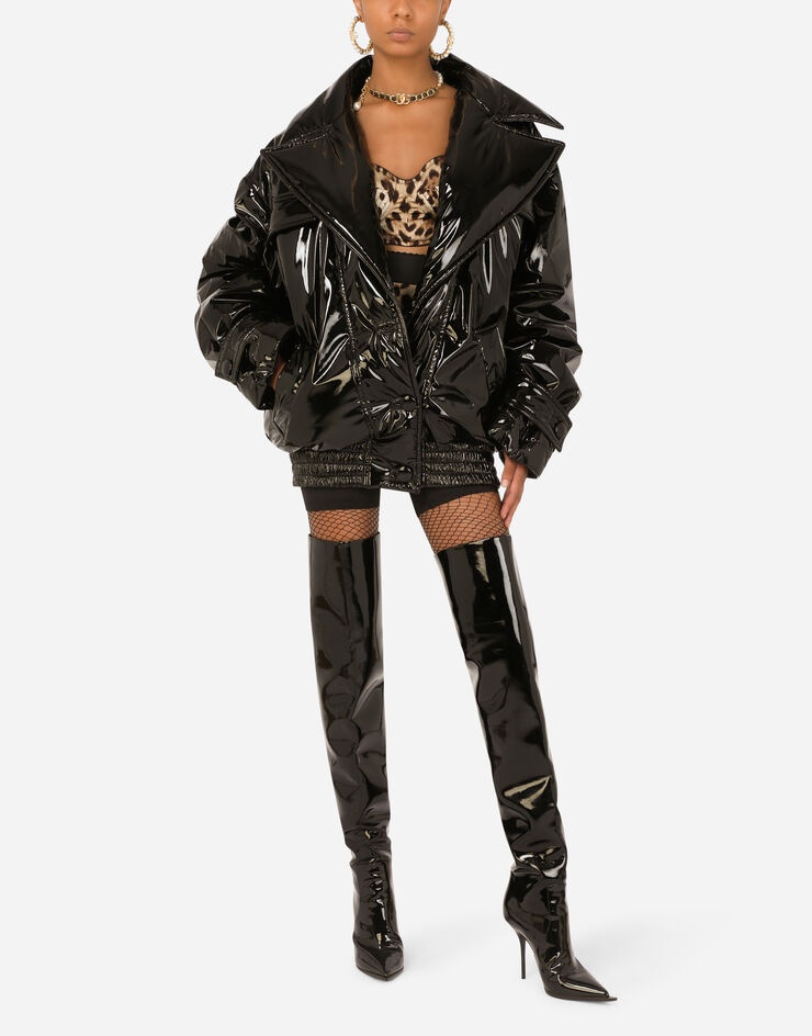 Padded patent leather jacket - 6