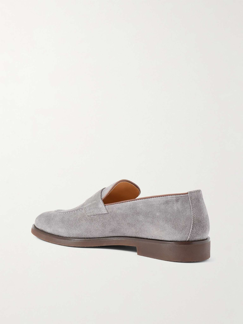 Leather-Trimmed Suede Penny Loafers 3