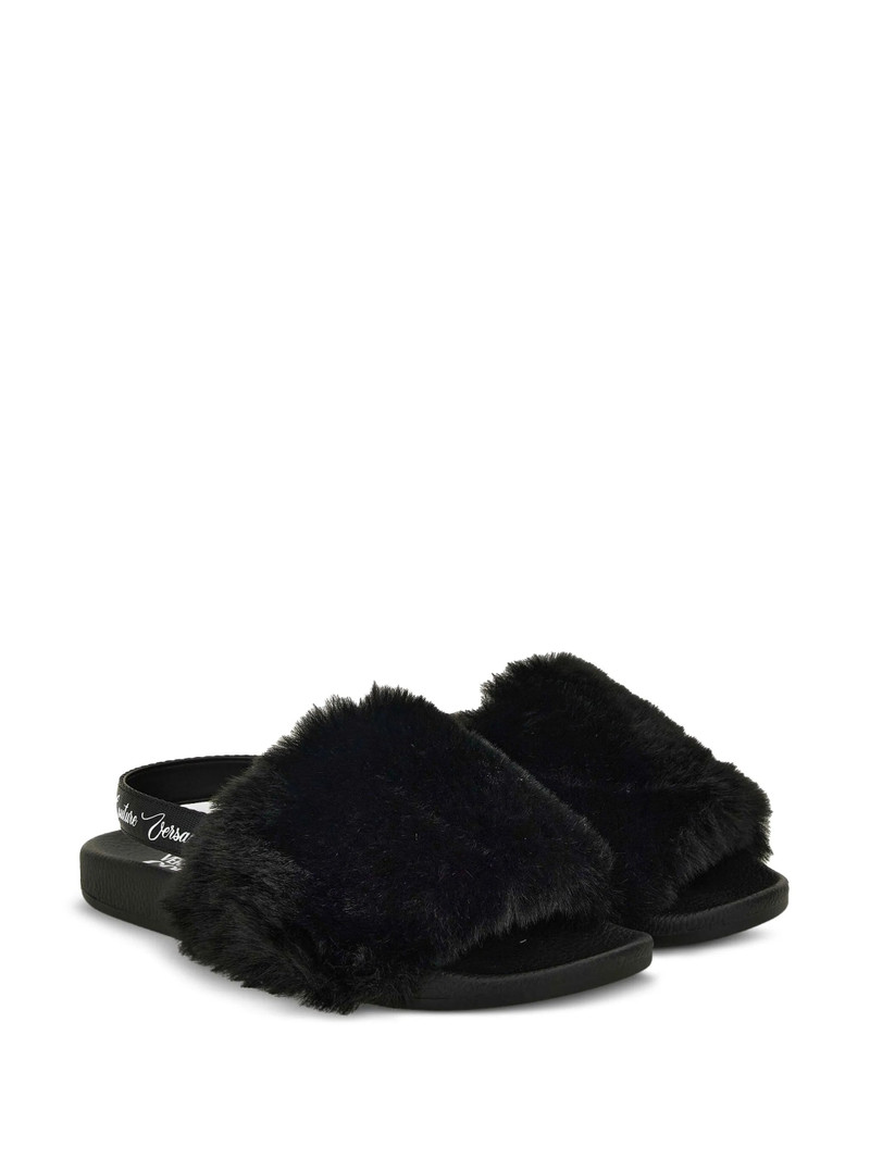 Versace Jeans Couture Fur-trimmed Slingback Slides 4