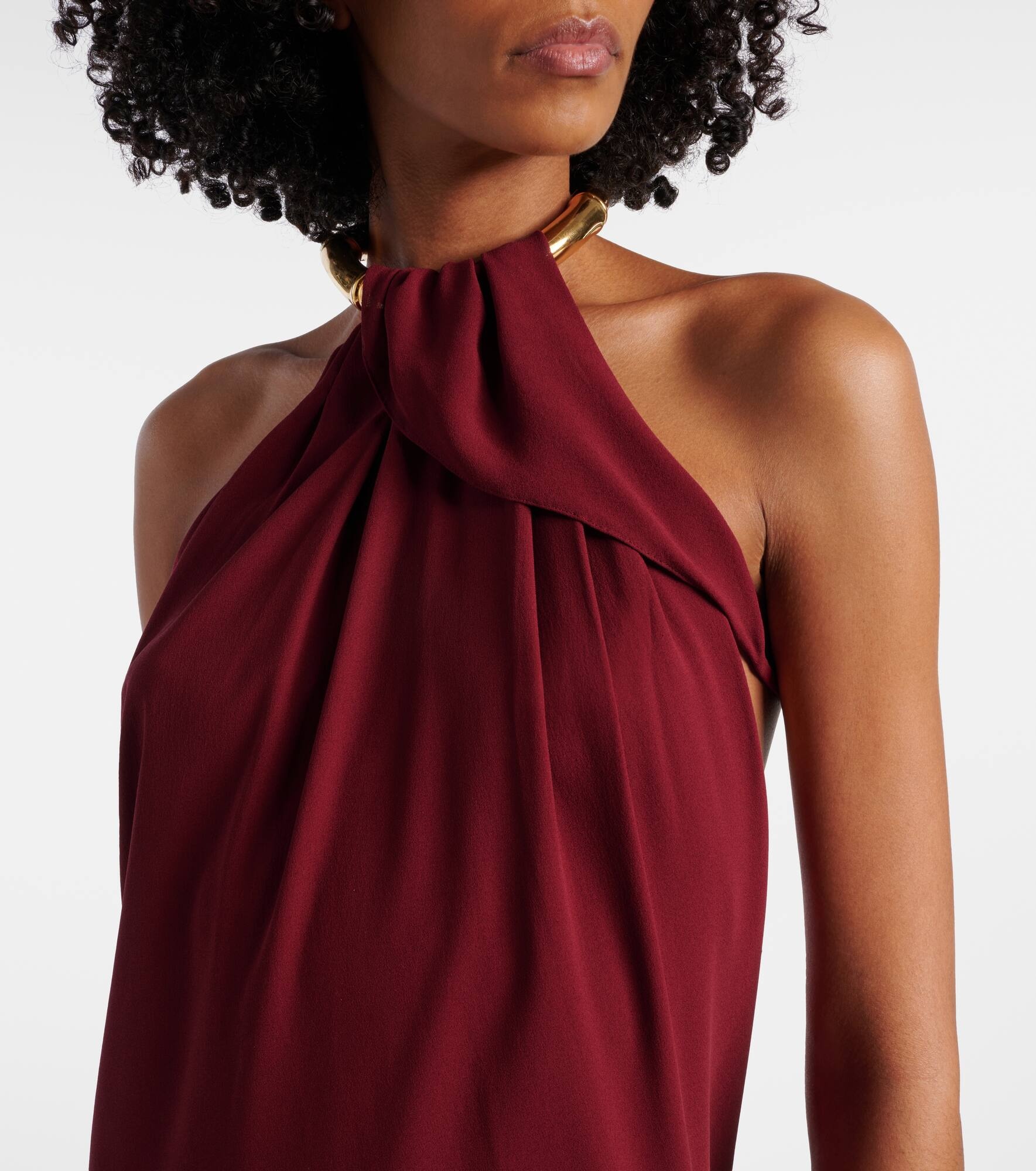 Draped silk crêpe sablé midi dress - 4