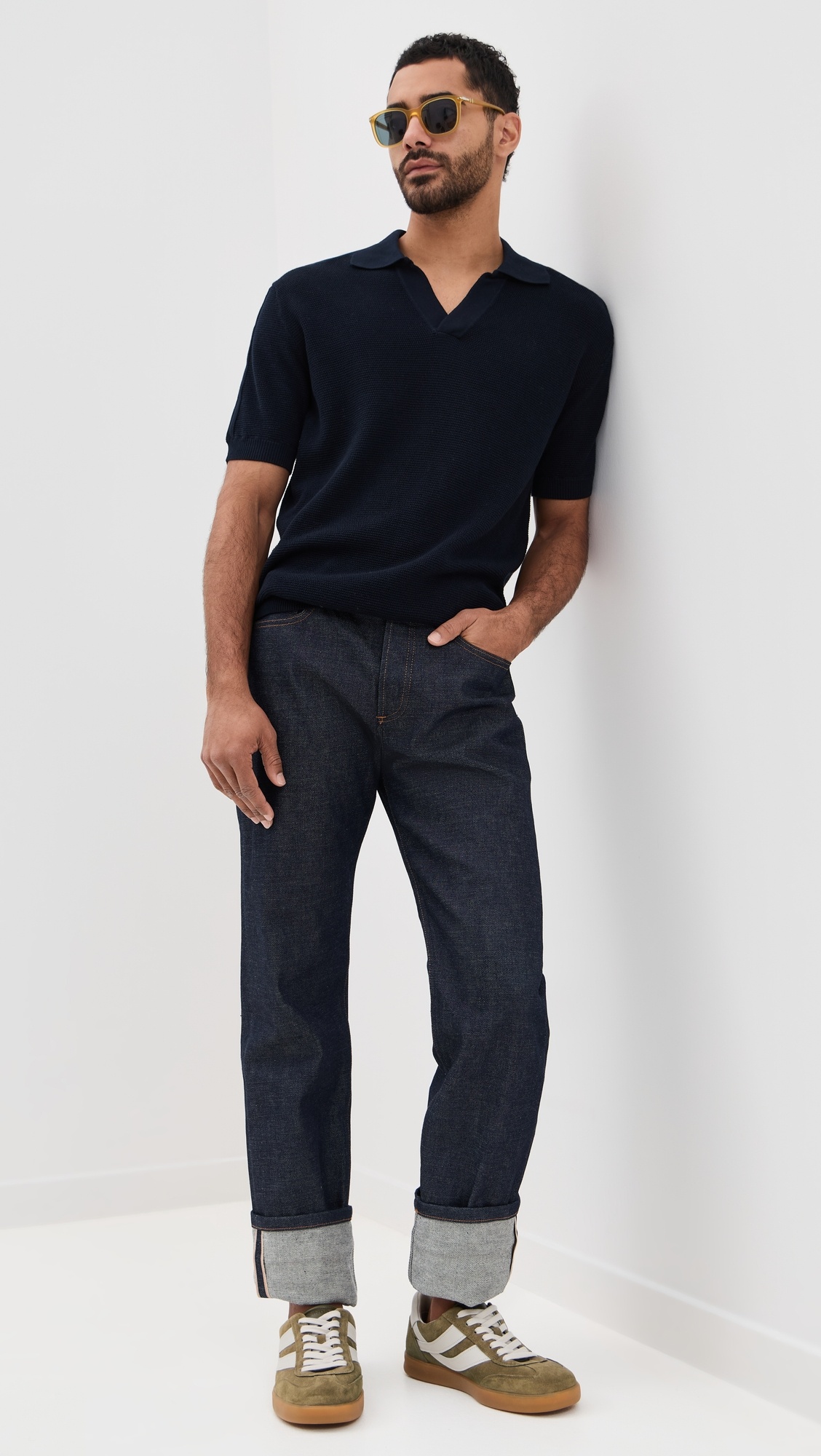 Rino Str Cotton Salt and Pepper Stitch Knitted Polo - 4