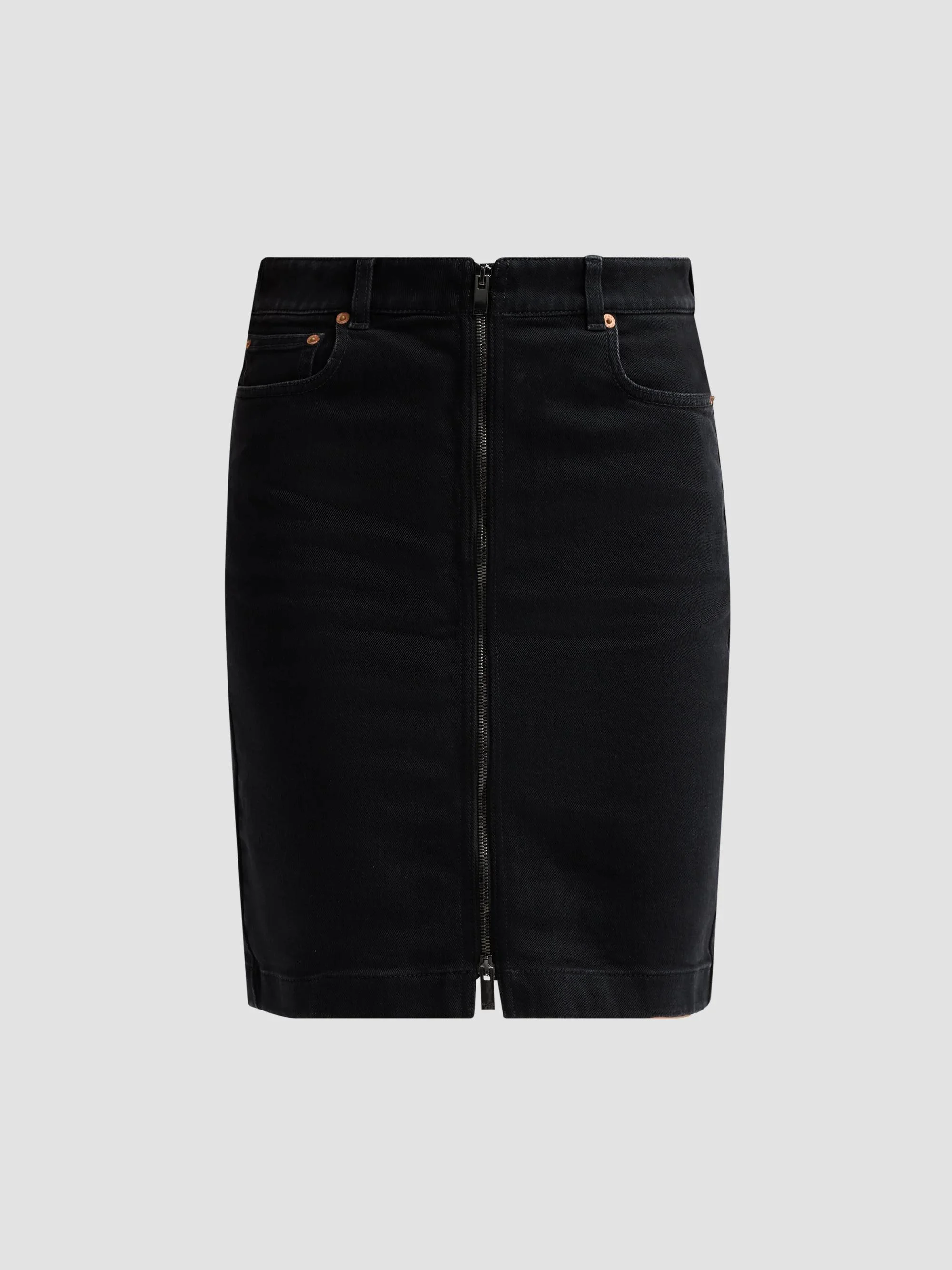 Women's Zip-Front Denim Mini Skirt - Noir Delave - 1