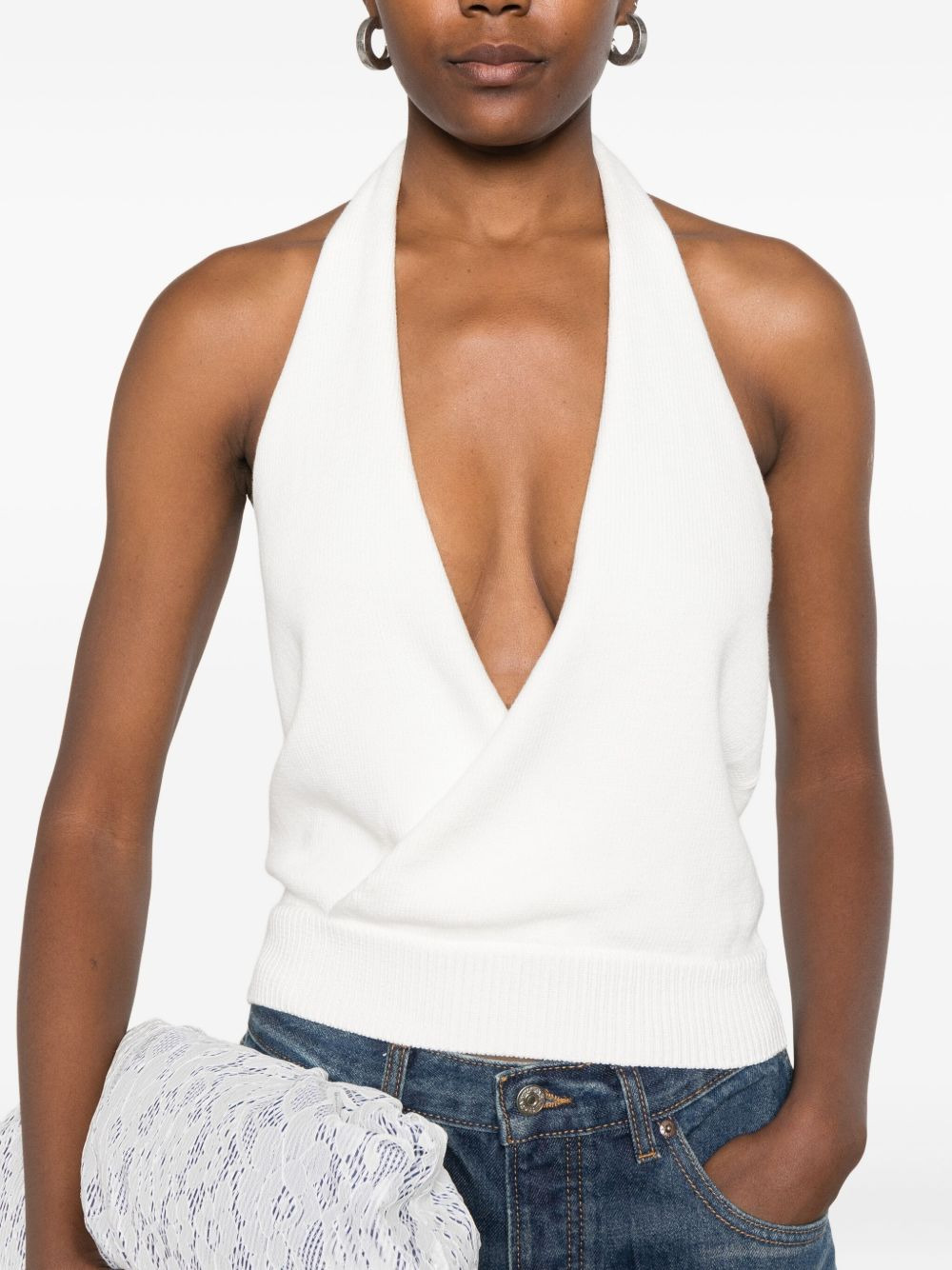 halterneck knitted tank top - 5