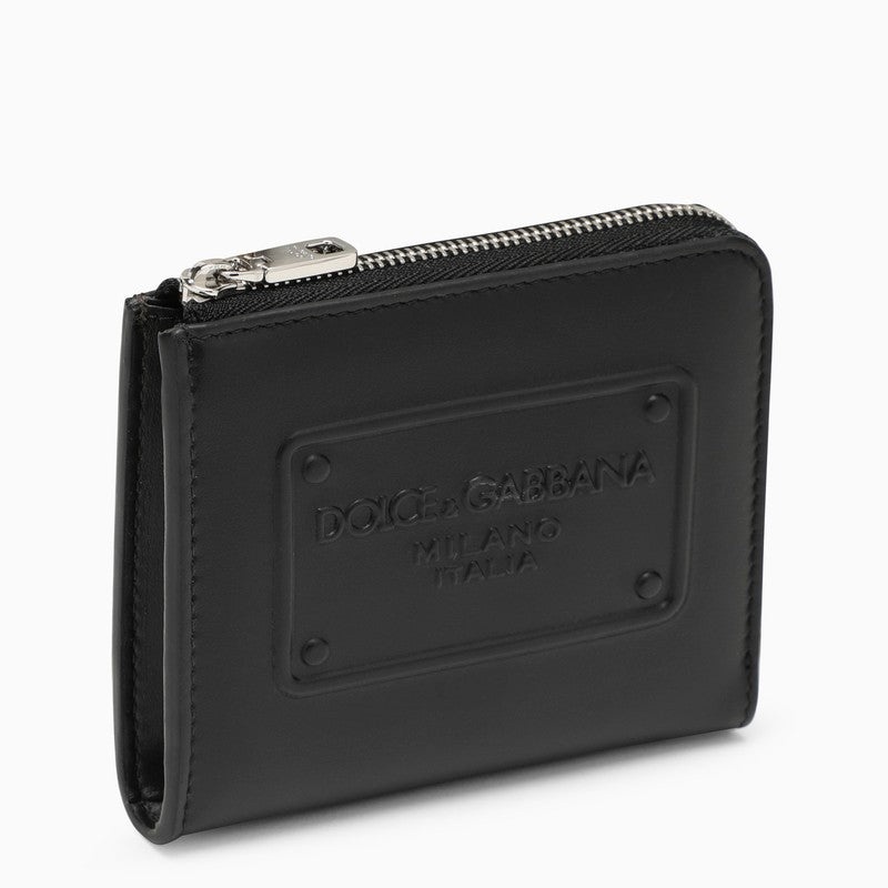 Dolce&Gabbana Black Leather Card Holder With Logoed Plaque Men - 1